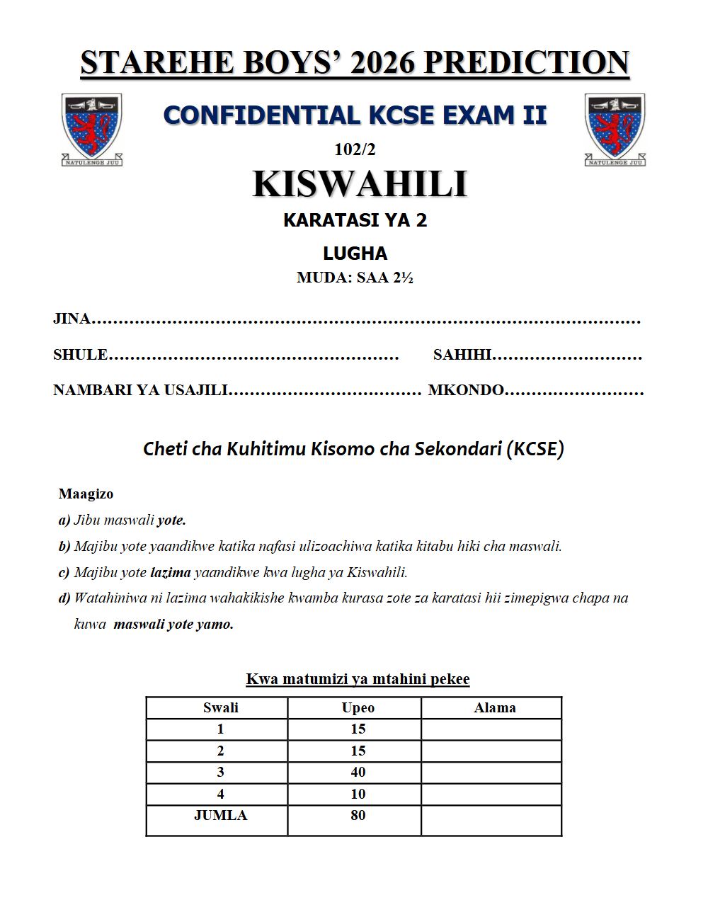 Thumbnail preview of Form 4 Kiswahili Paper 2 KCSE Prediction 2026_30