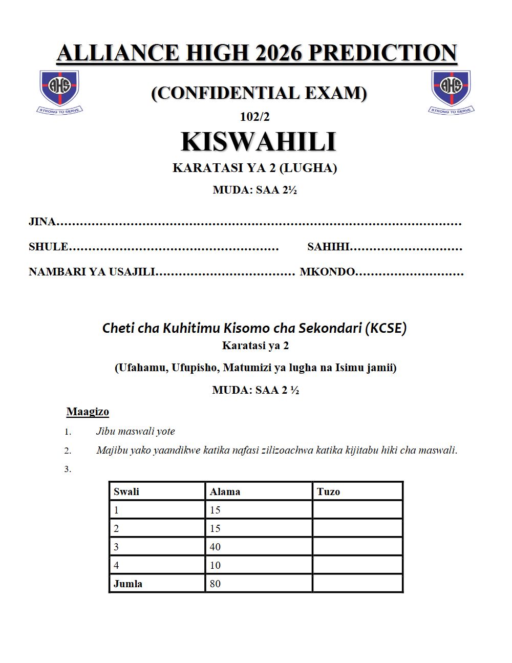 Thumbnail preview of Form 4 Kiswahili Paper 2 KCSE Prediction 2026_5