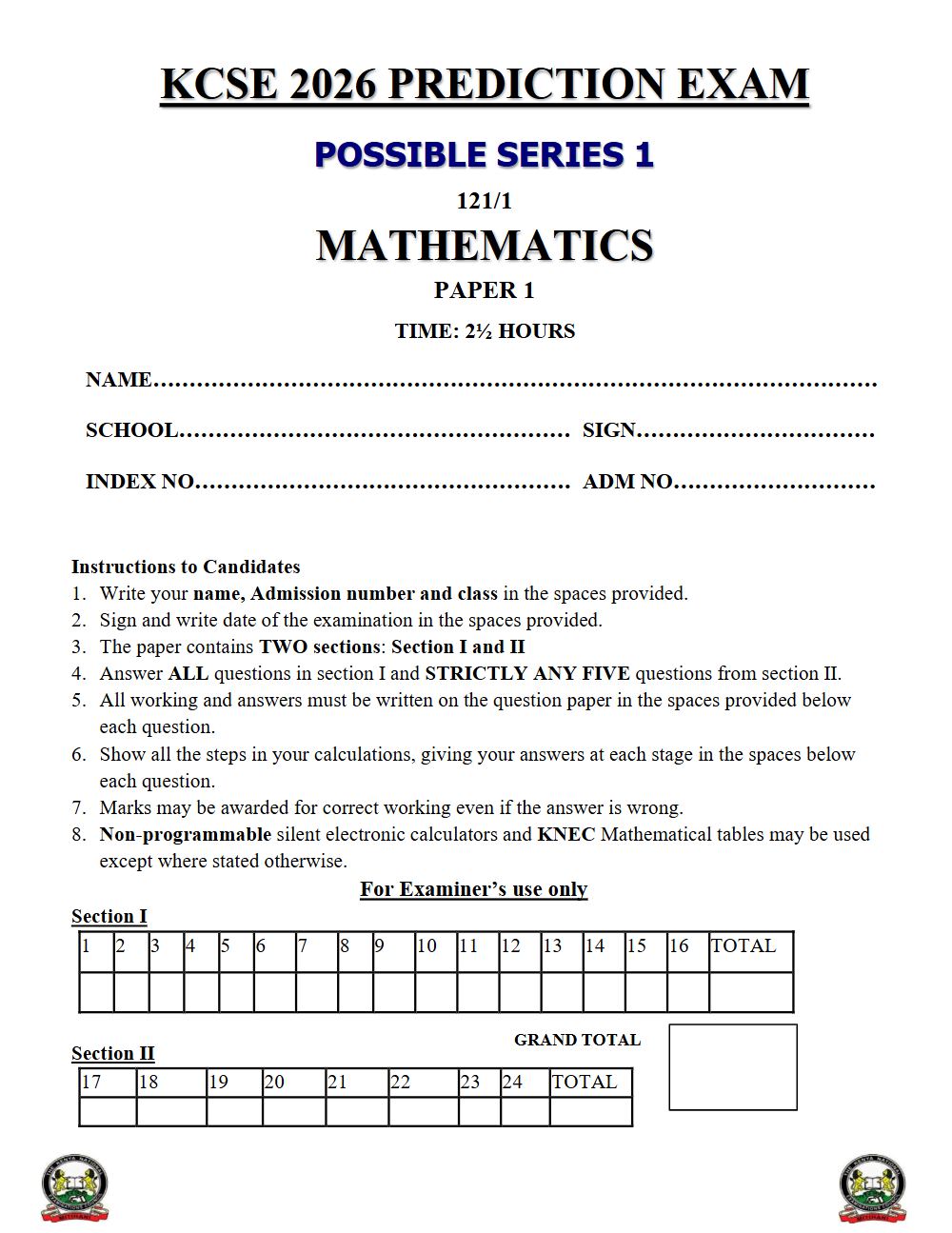 Thumbnail preview of Form 4 Mathematics Paper 1 KCSE Prediction 2026_14