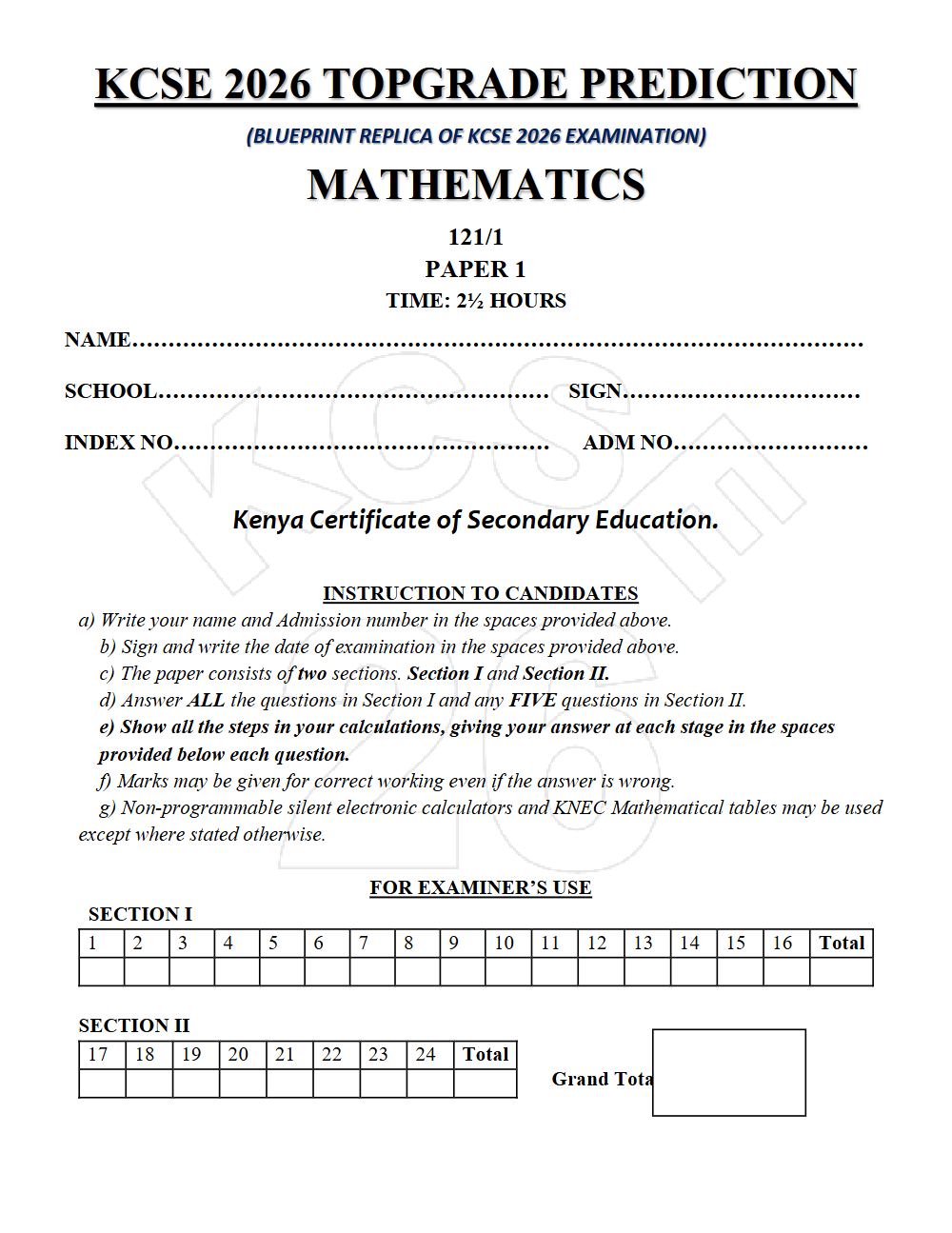 Thumbnail preview of Form 4 Mathematics Paper 1 KCSE Prediction 2026_20