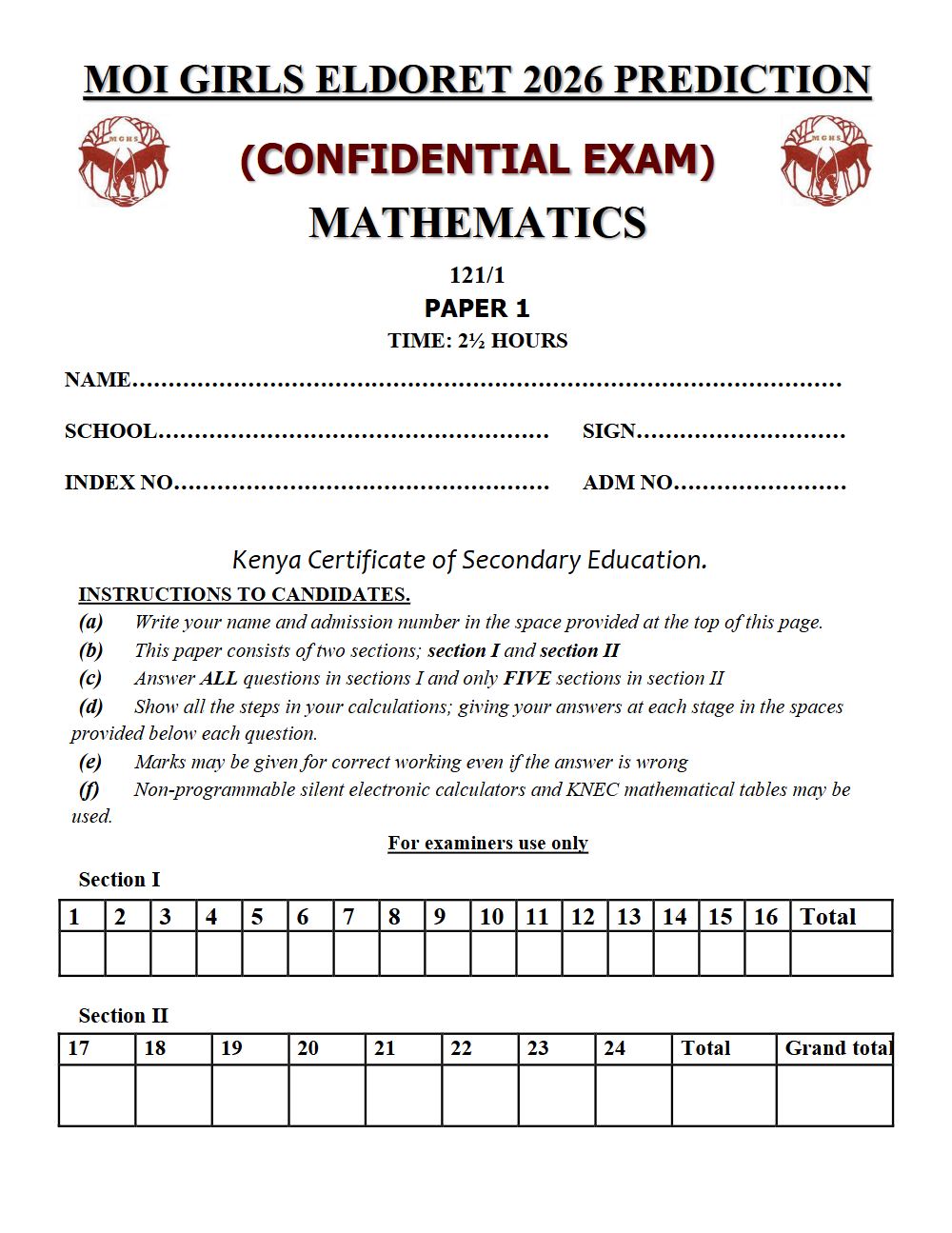 Thumbnail preview of Form 4 Mathematics Paper 1 KCSE Prediction 2026_24