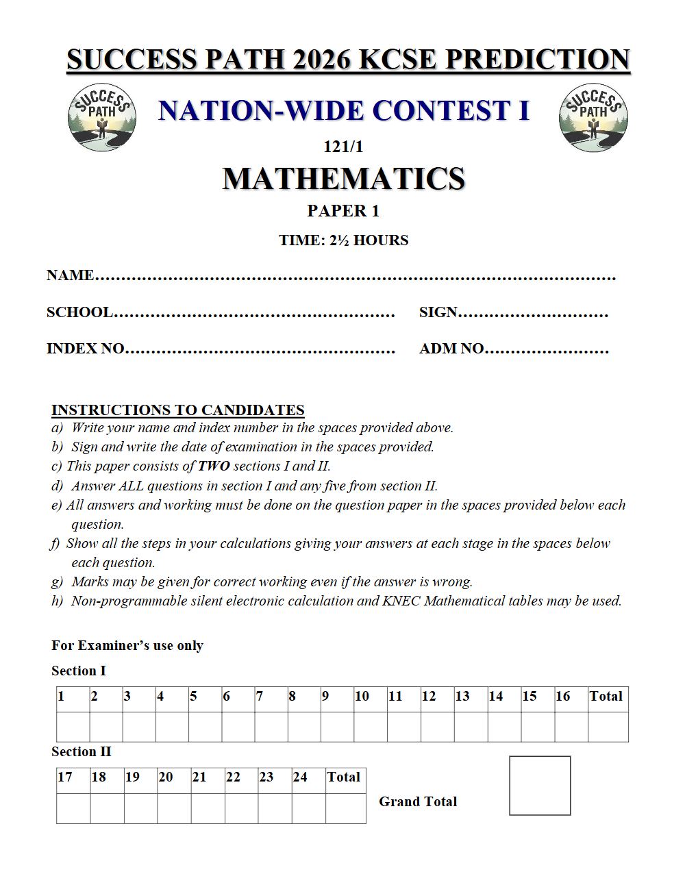 Thumbnail preview of Form 4 Mathematics Paper 1 KCSE Prediction 2026_31