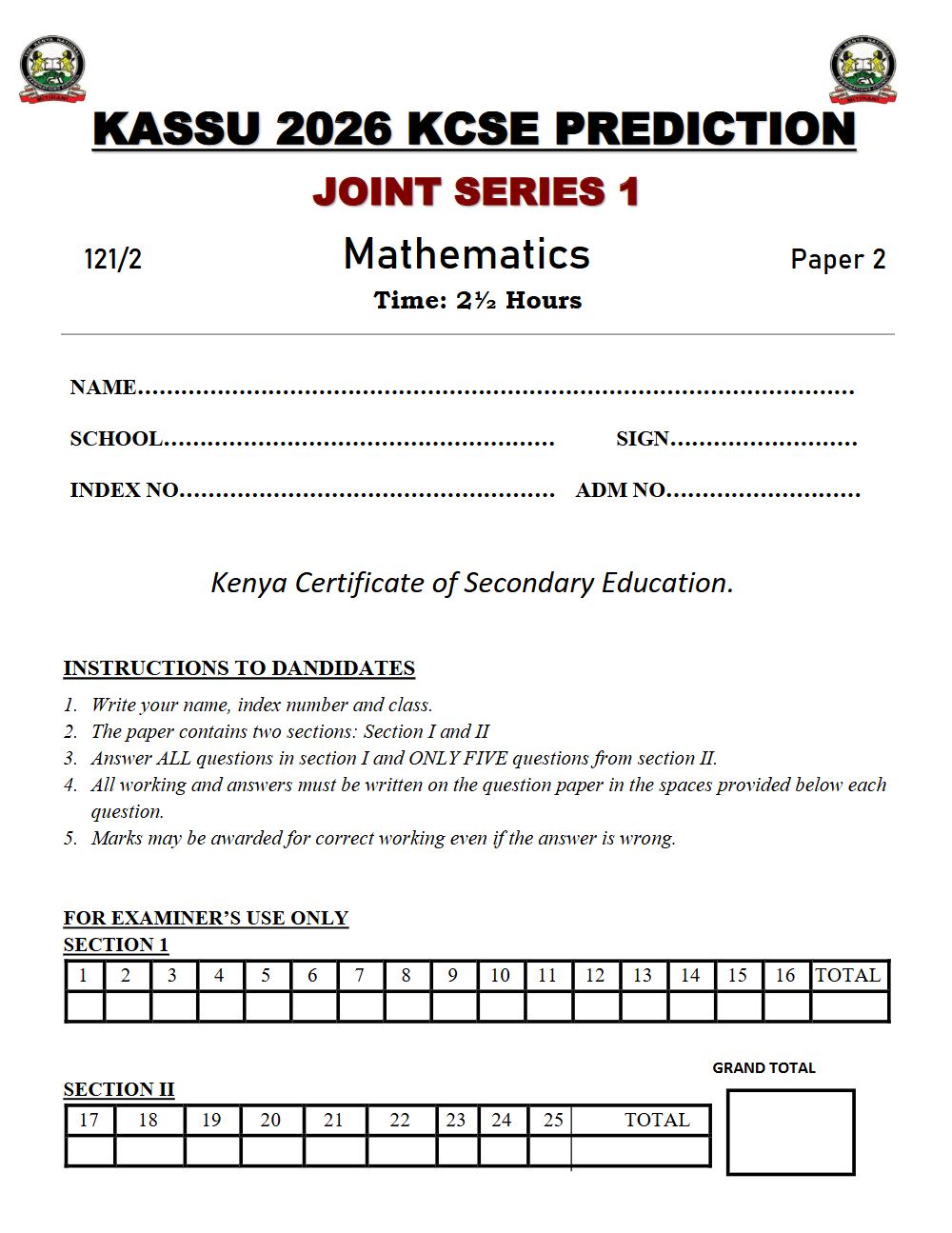 Thumbnail preview of Form 4 Mathematics Paper 2 KCSE Prediction 2026_10