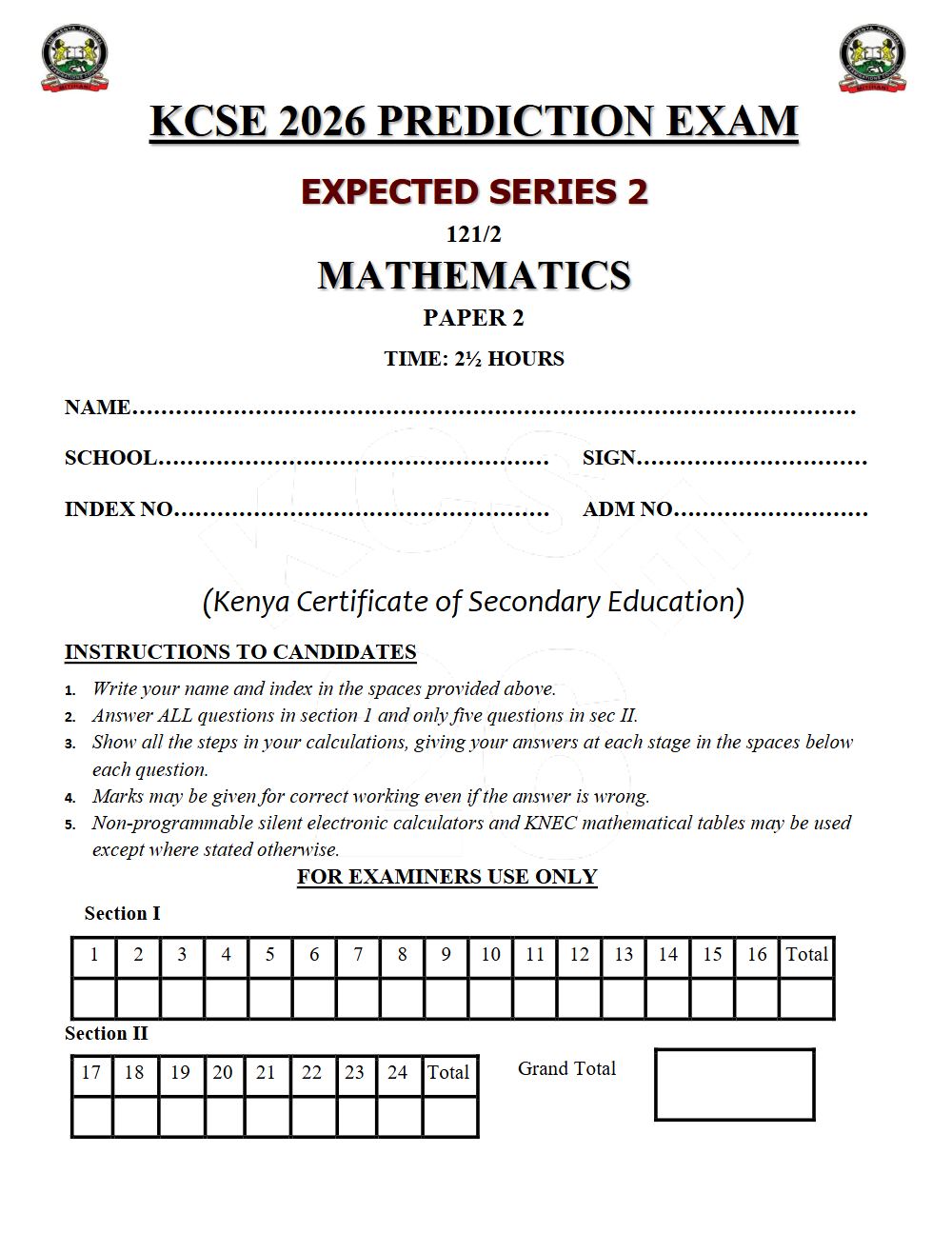 Thumbnail preview of Form 4 Mathematics Paper 2 KCSE Prediction 2026_15