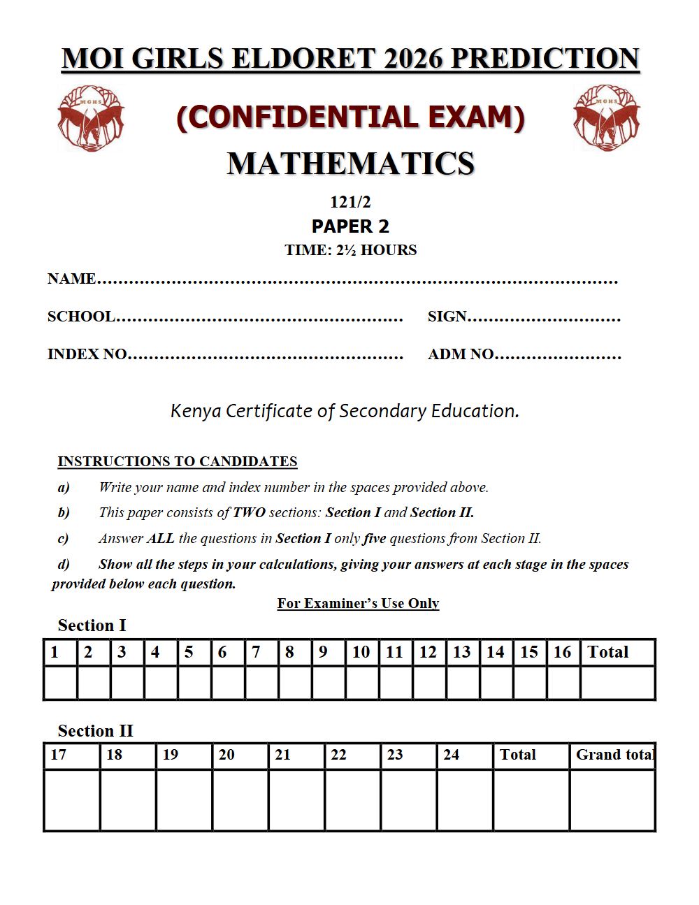 Thumbnail preview of Form 4 Mathematics Paper 2 KCSE Prediction 2026_24