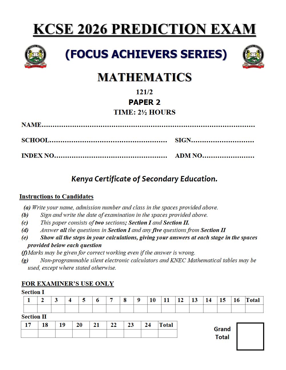 Thumbnail preview of Form 4 Mathematics Paper 2 KCSE Prediction 2026_8