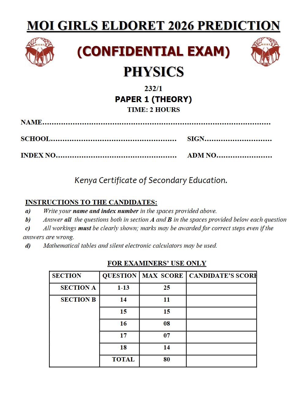 Thumbnail preview of Form 4 Physics Paper 1 KCSE Prediction 2026_24