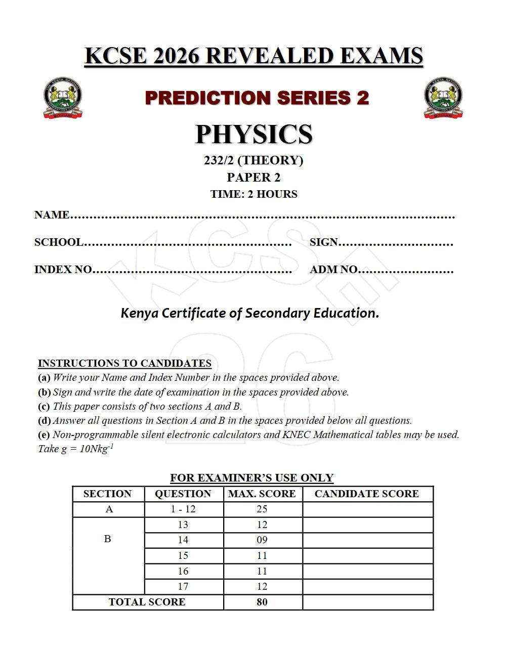 Thumbnail preview of Form 4 Physics Paper 2 KCSE Prediction 2026_18