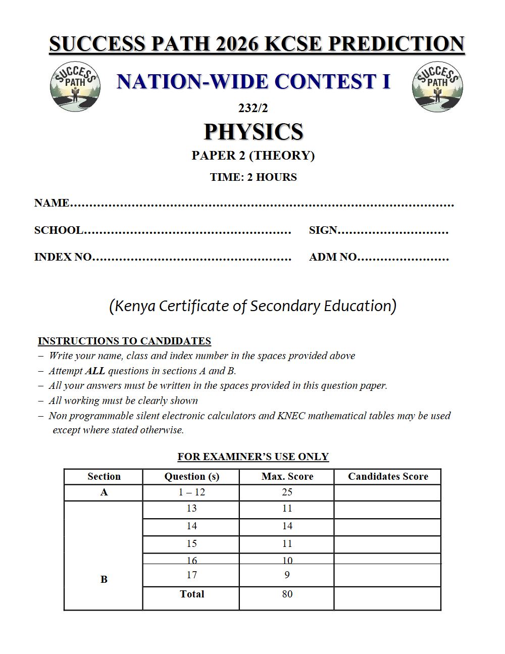 Thumbnail preview of Form 4 Physics Paper 2 KCSE Prediction 2026_31