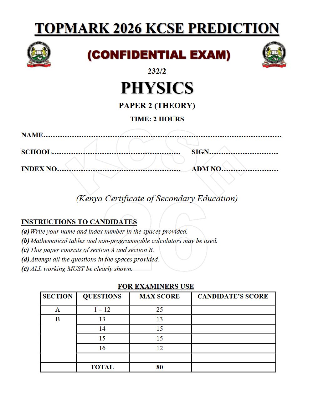 Thumbnail preview of Form 4 Physics Paper 2 KCSE Prediction 2026_32