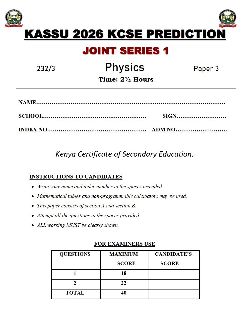 Thumbnail preview of Form 4 Physics Paper 3 KCSE Prediction 2026_10