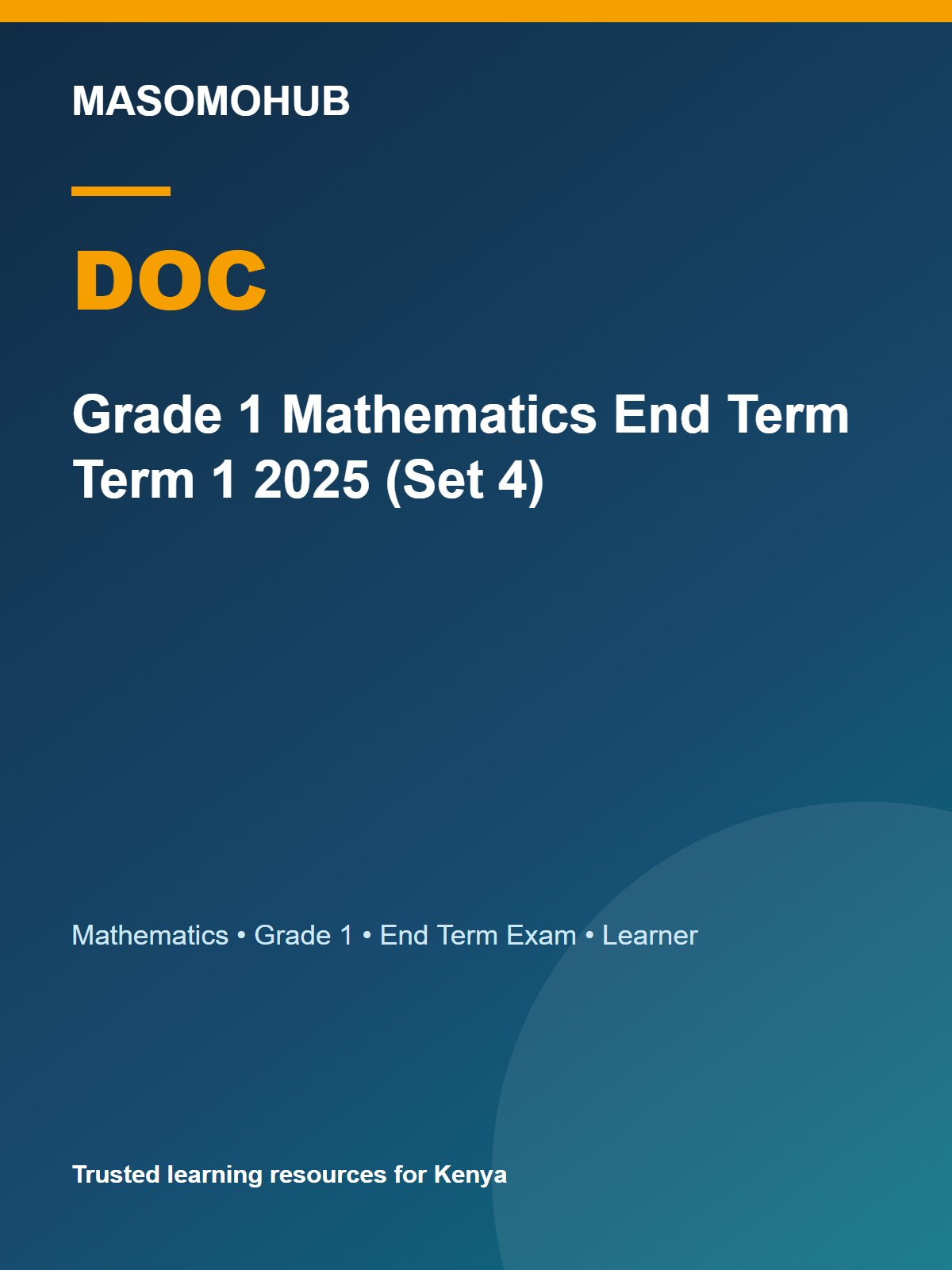 Thumbnail preview of Grade 1 Mathematics End Term Term 1 2025 (Set 4)