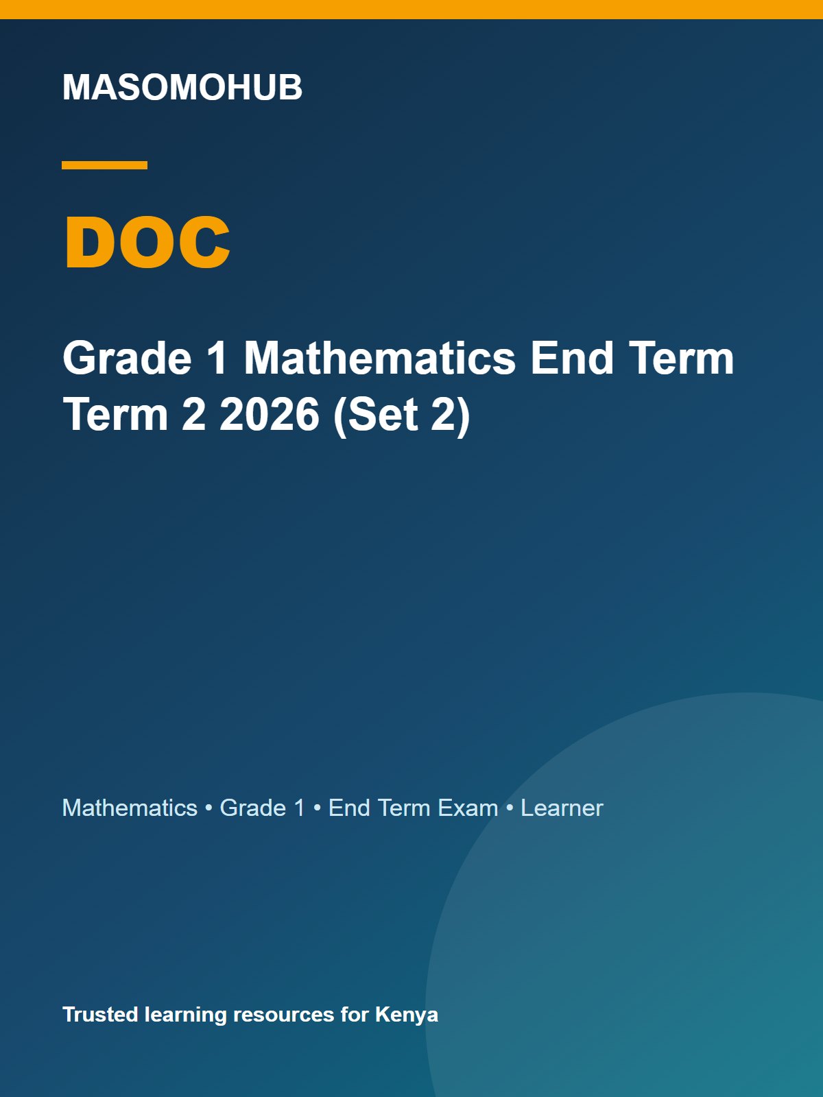 Thumbnail preview of Grade 1 Mathematics End Term Term 2 2026 (Set 2)