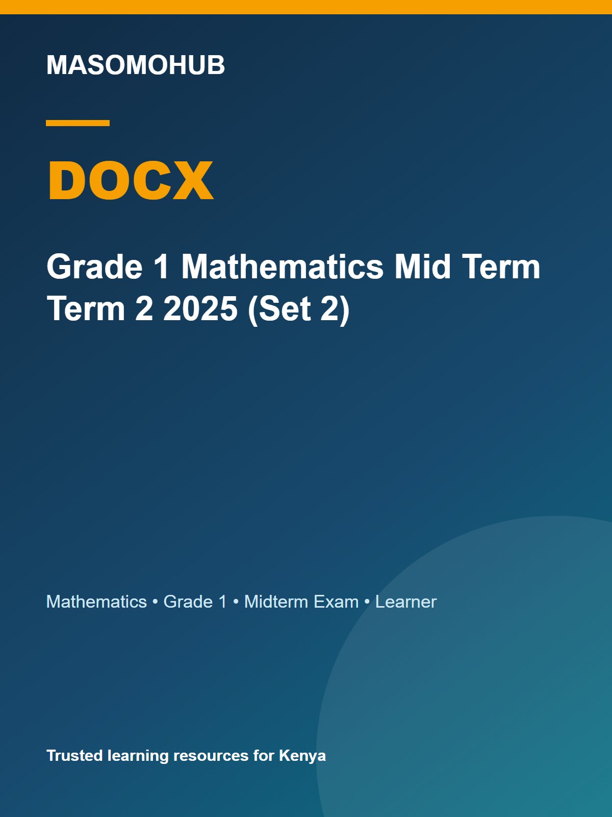 Thumbnail preview of Grade 1 Mathematics Mid Term Term 2 2025 (Set 2)