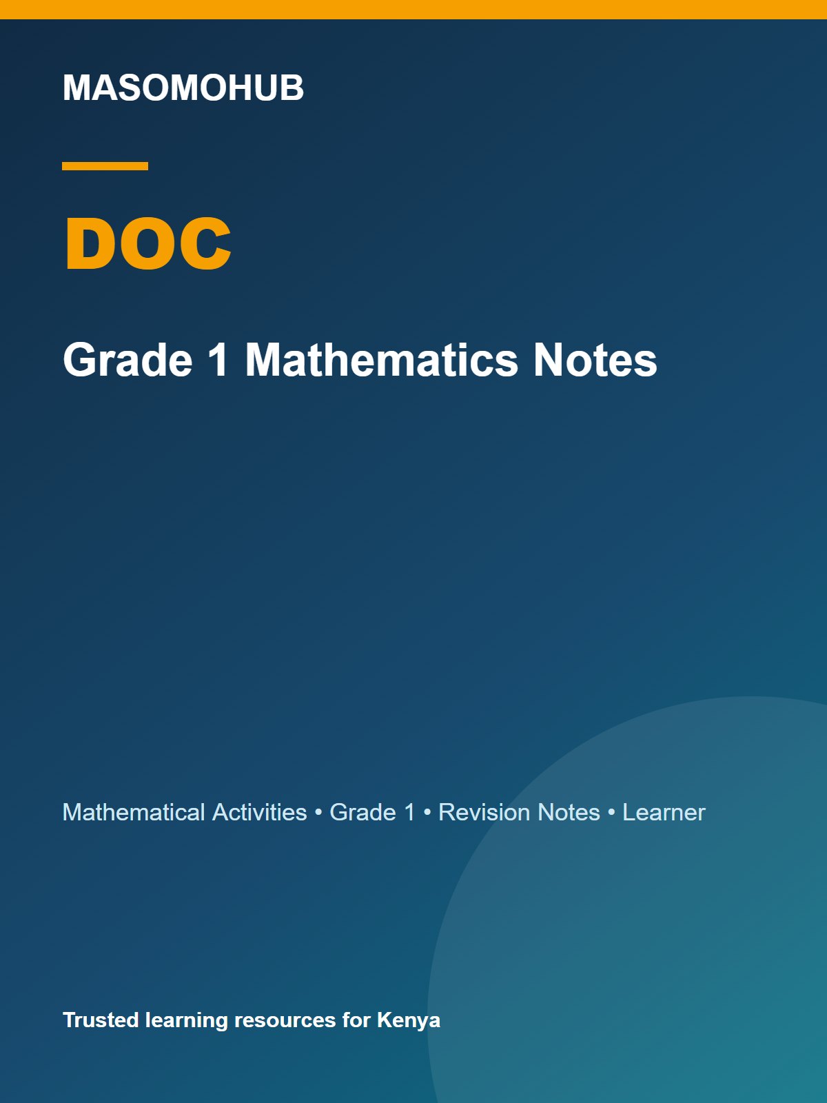 Thumbnail preview of Grade 1 Mathematics Notes