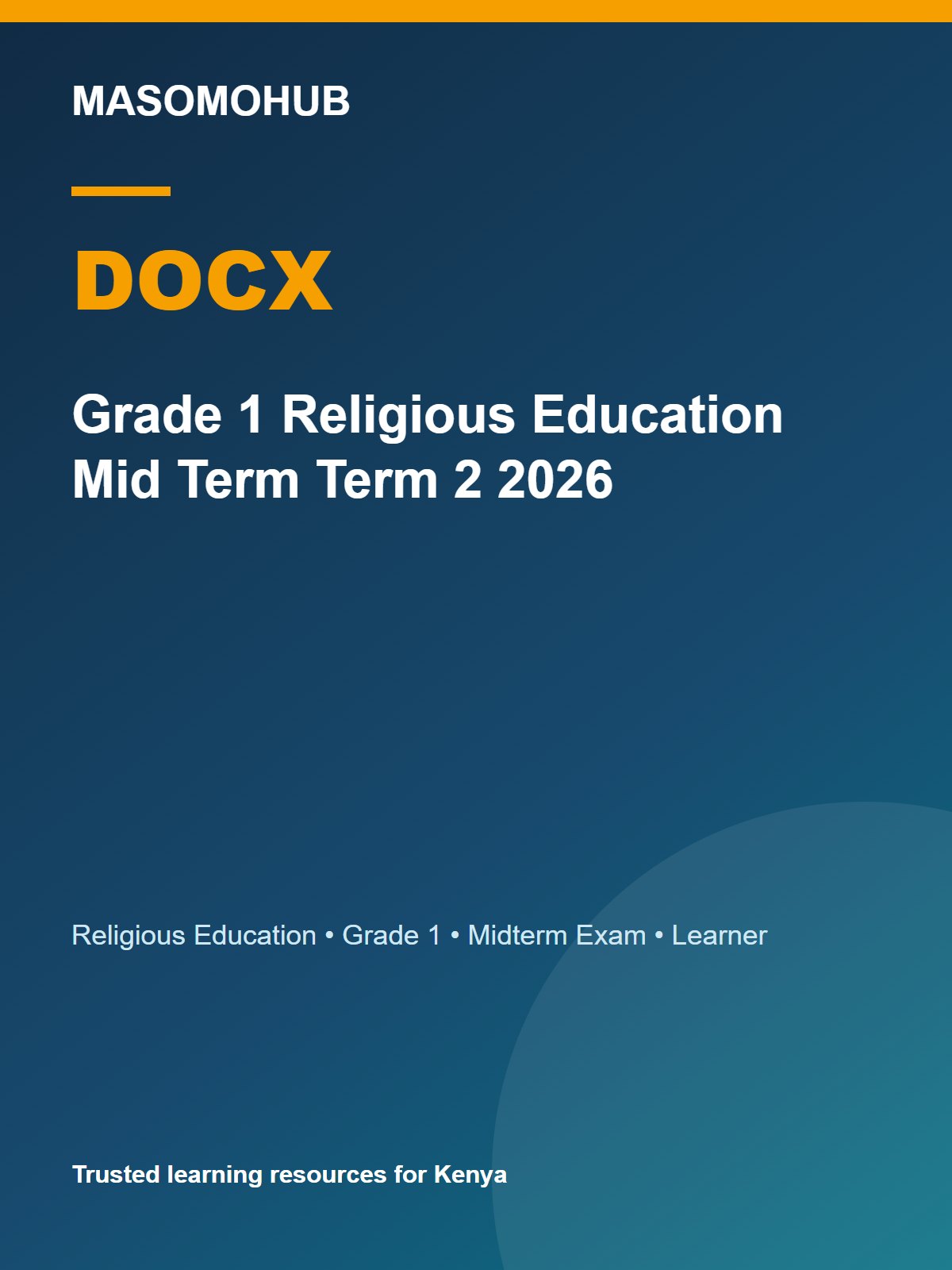 Thumbnail preview of Grade 1 Religious Education Mid Term Term 2 2026
