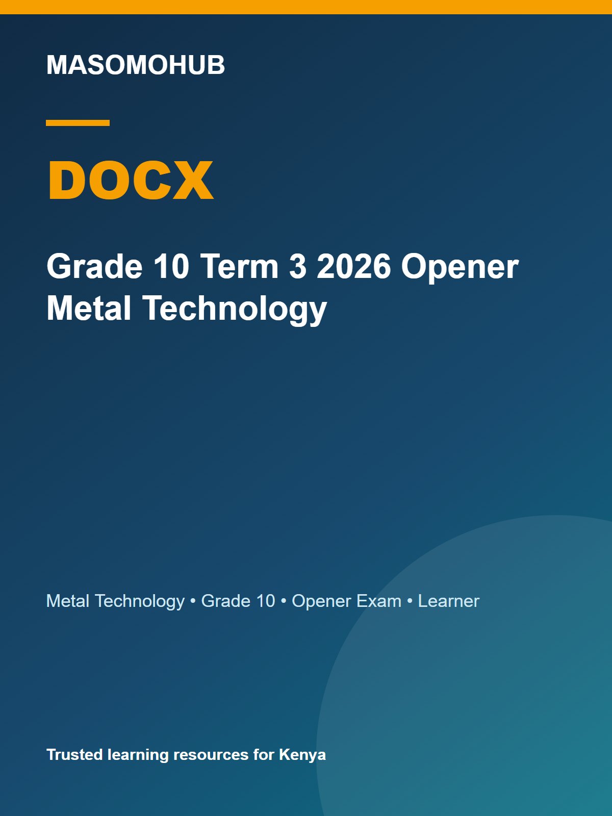 Thumbnail preview of Grade 10 Term 3 2026 Opener Metal Technology