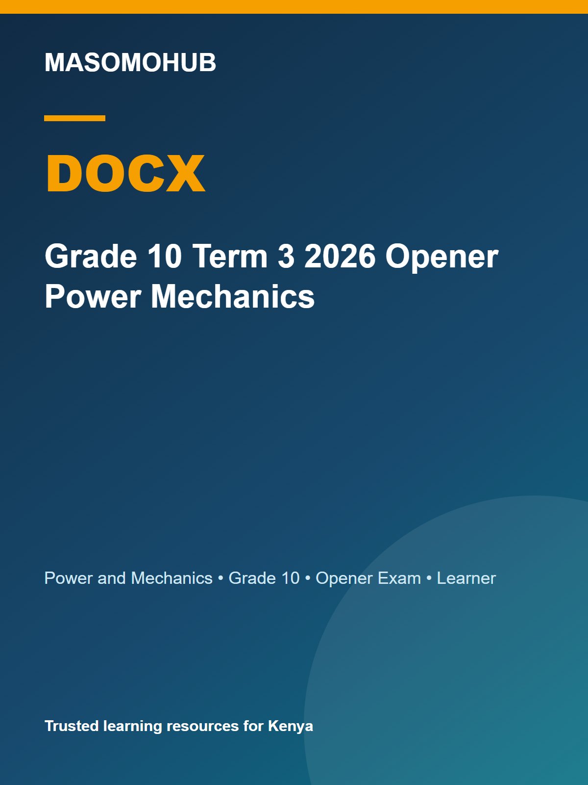 Thumbnail preview of Grade 10 Term 3 2026 Opener Power Mechanics