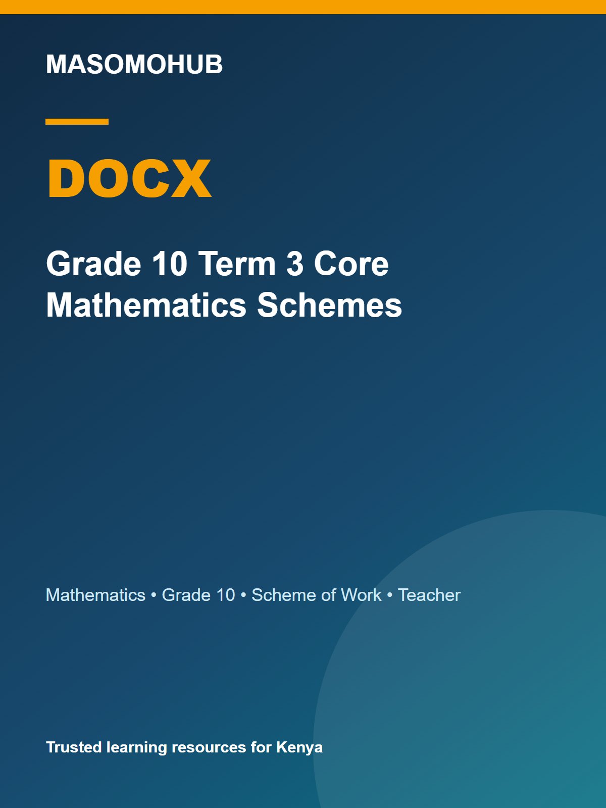 Thumbnail preview of Grade 10 Term 3 Core Mathematics Schemes