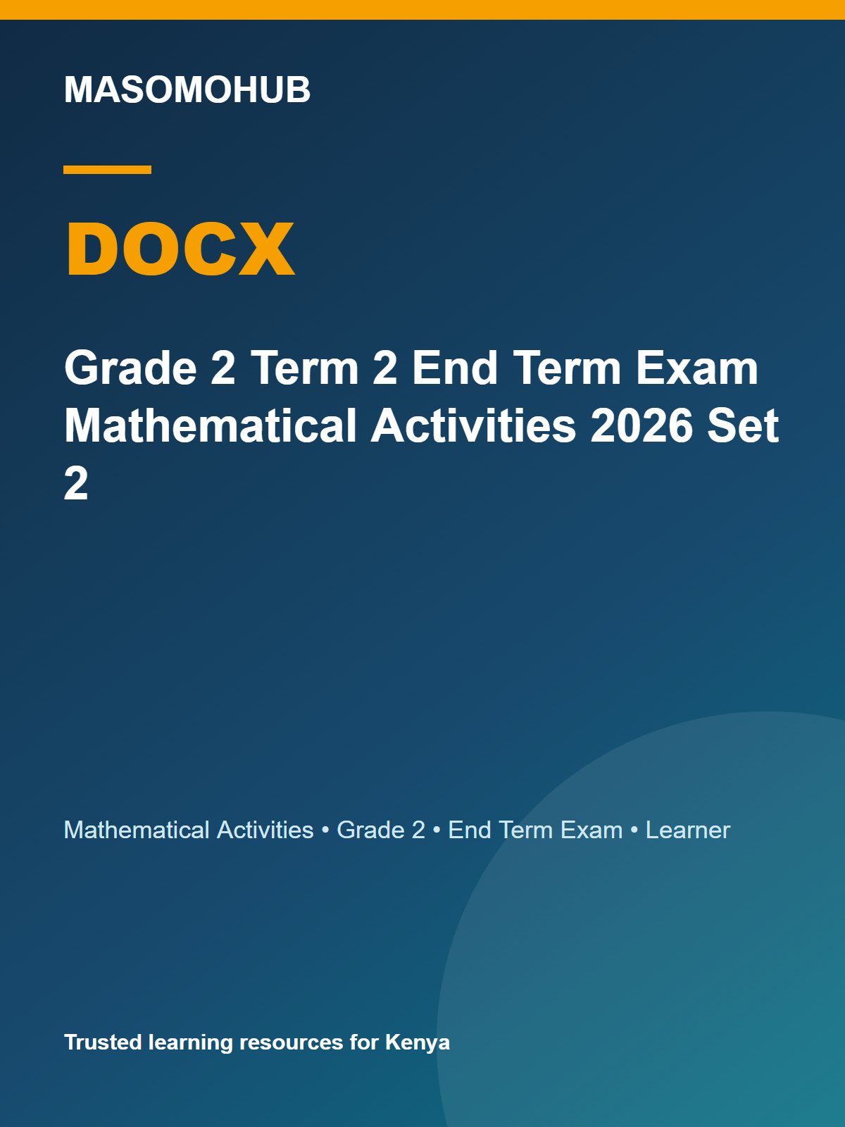 Thumbnail preview of Grade 2 Term 2 End Term Exam Mathematical Activities 2026 Set 2