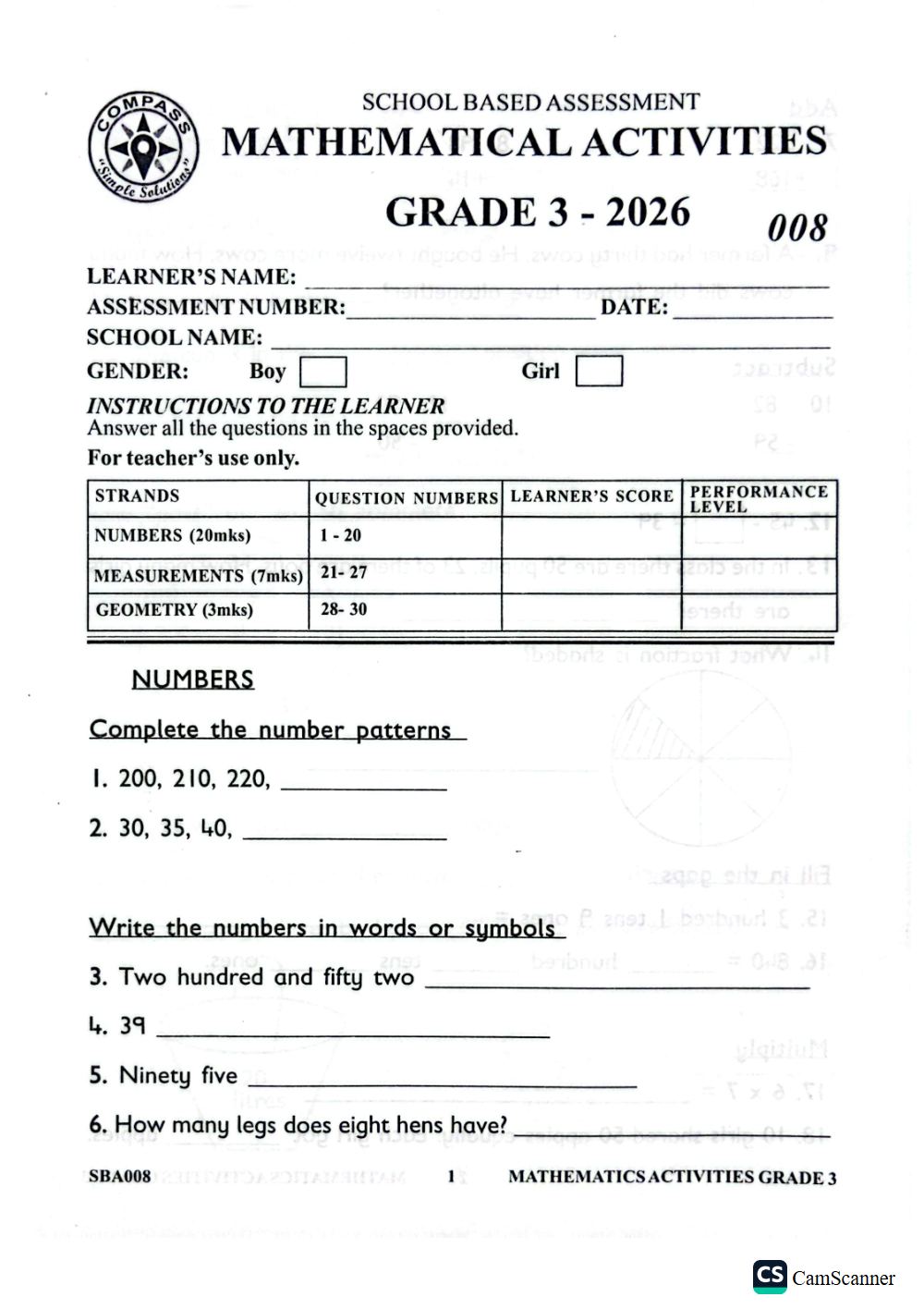 Thumbnail preview of Grade 3 Term 3 2026 Assessment Combined Set 2