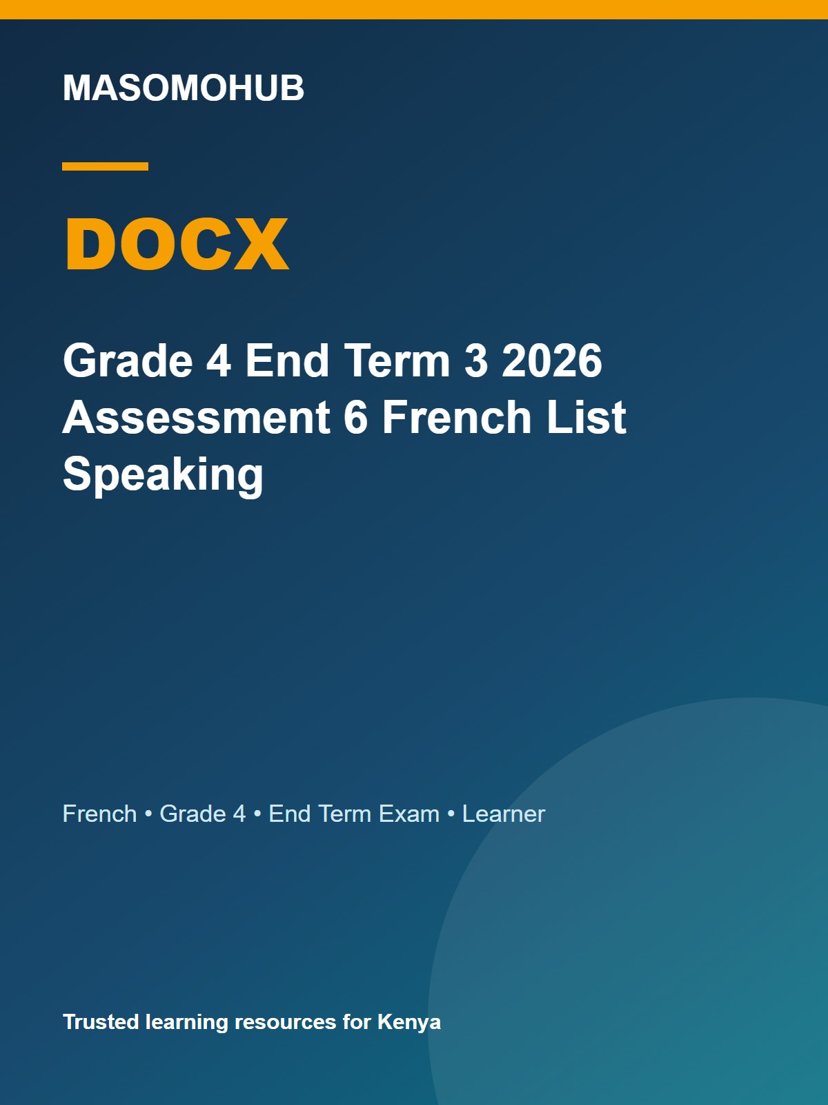 Thumbnail preview of Grade 4 End Term 3 2026 Assessment 6 French List Speaking