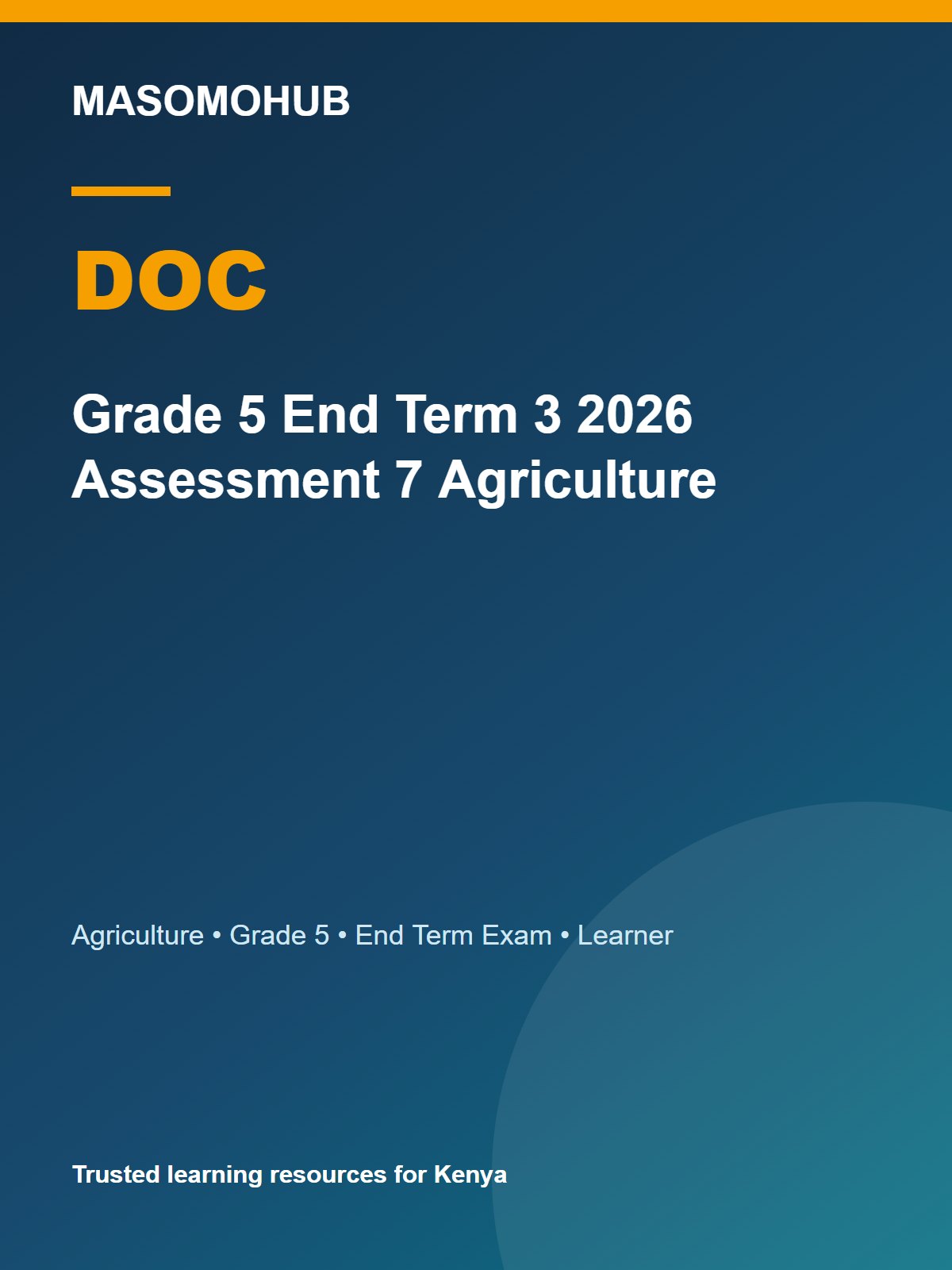 Thumbnail preview of Grade 5 End Term 3 2026 Assessment 7 Agriculture