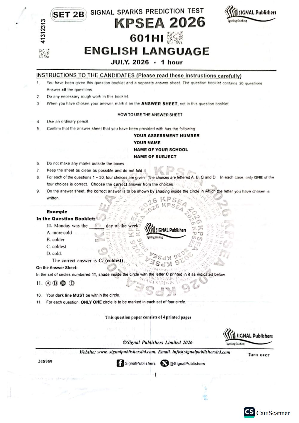 Thumbnail preview of Grade 6 2026 KPSEA Prediction English
