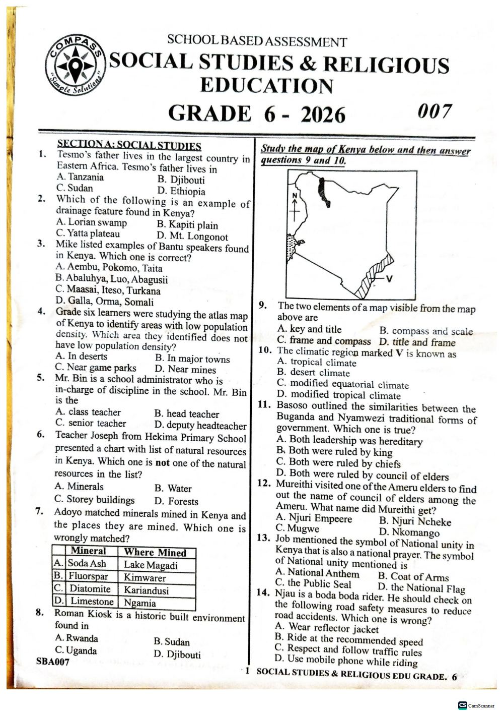 Thumbnail preview of Grade 6 2026 Term 3 School Based Assessment Social Studies And Religious Education