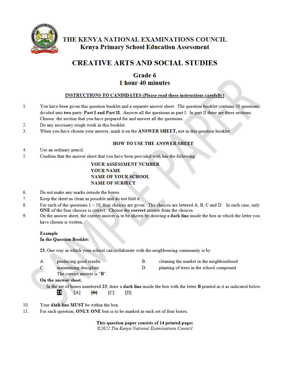 Thumbnail preview of Grade 6 Creative Arts And Social Studies KPSEA