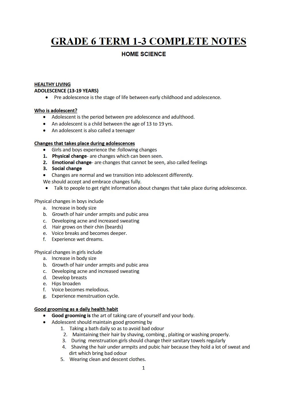 Thumbnail preview of Grade 6 Home science Notes Term 1 3