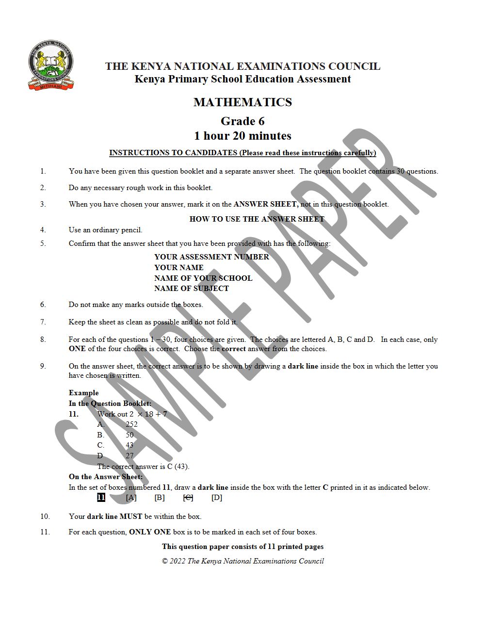 Thumbnail preview of Grade 6 Mathematics KPSEA