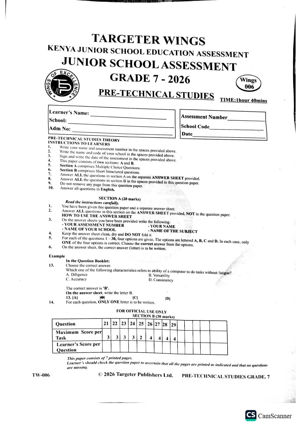 Thumbnail preview of Grade 7 Term 2 (1) 2026 Pre Technical
