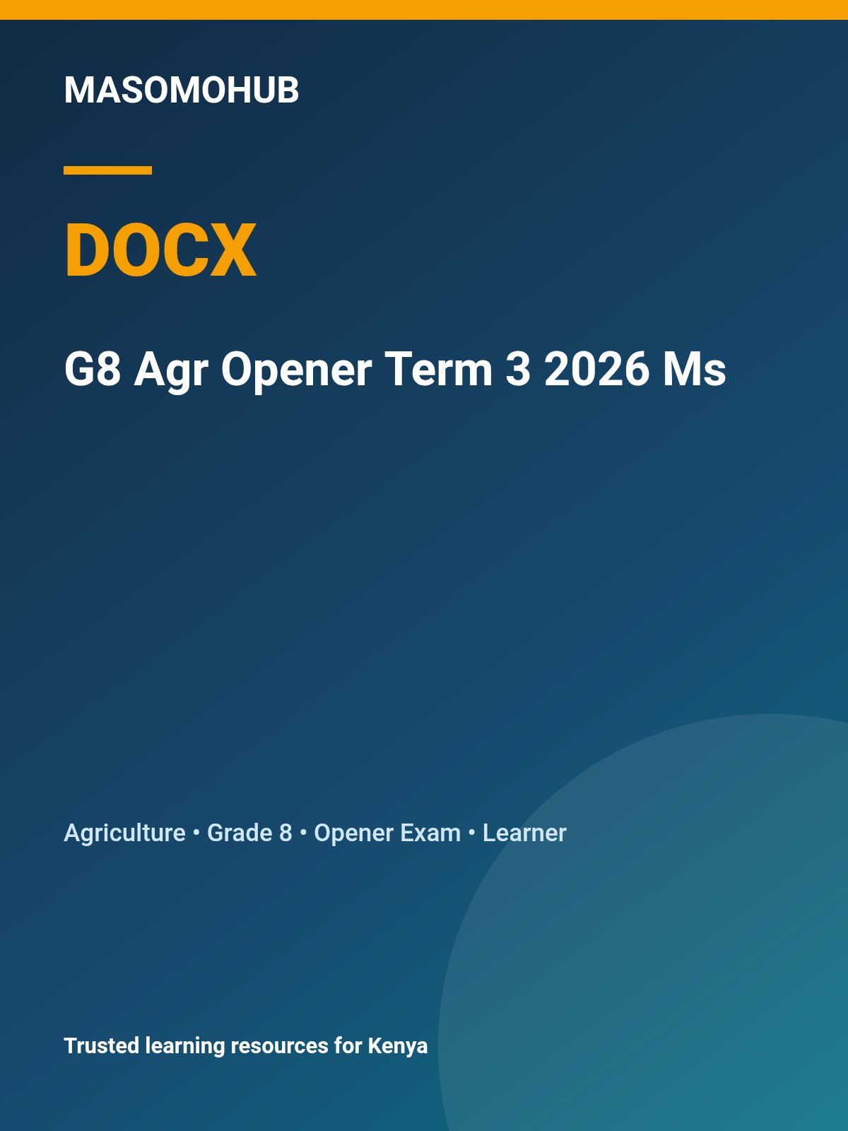 Thumbnail preview of Grade 8 Agriculture - Marking Scheme Opener Term 3 2026 Ms