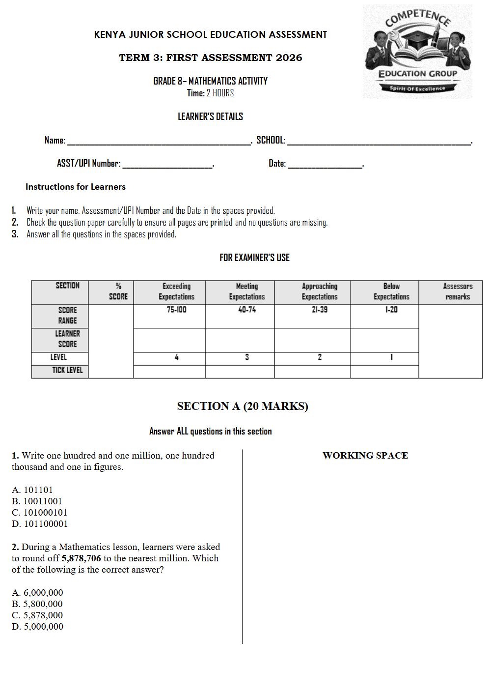 Thumbnail preview of Grade 8 Term 3 2026 Opener(2) Mathematics