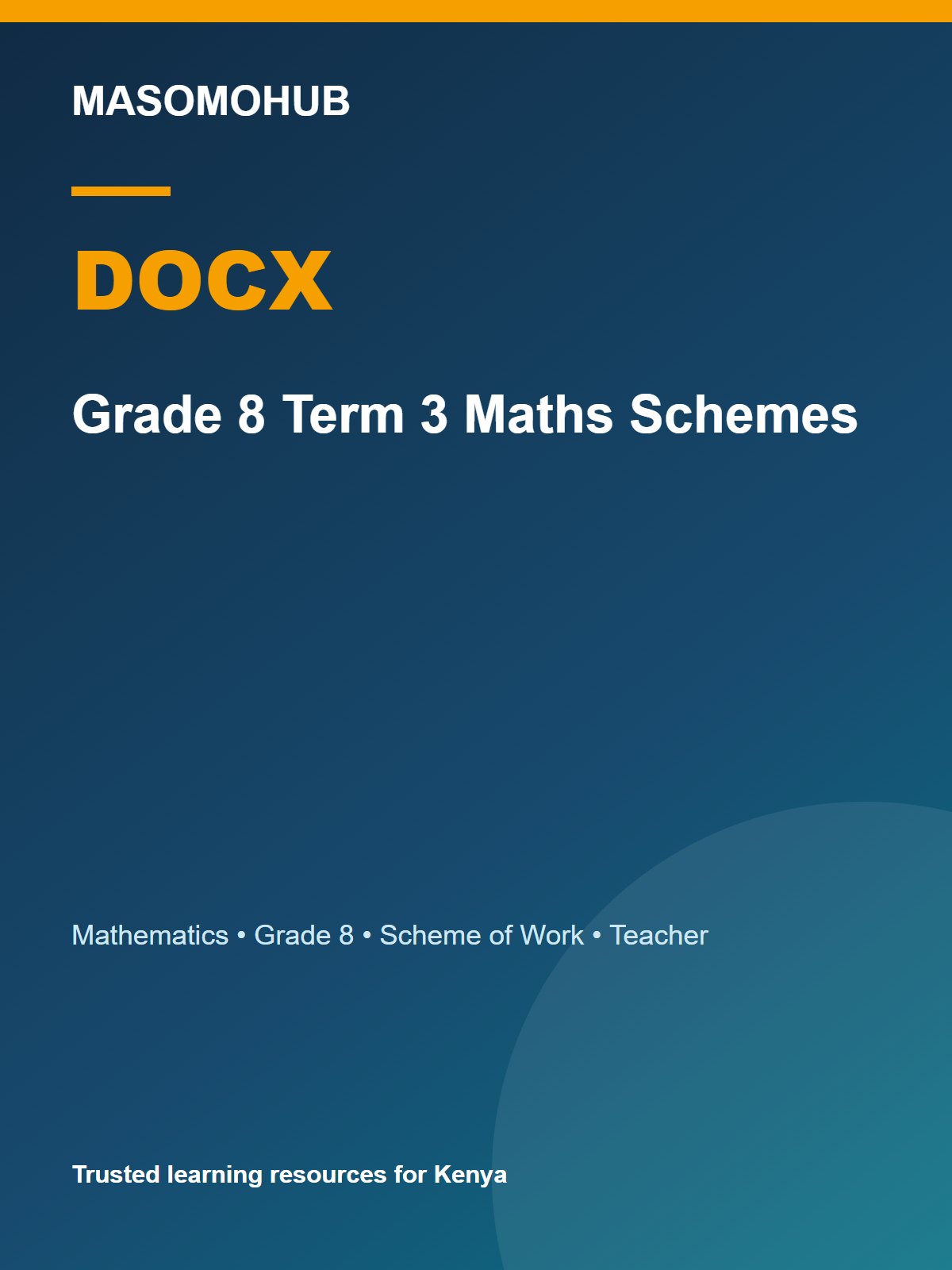 Preview of Grade 8 Mathematics Schemes of Work Term 3 2026