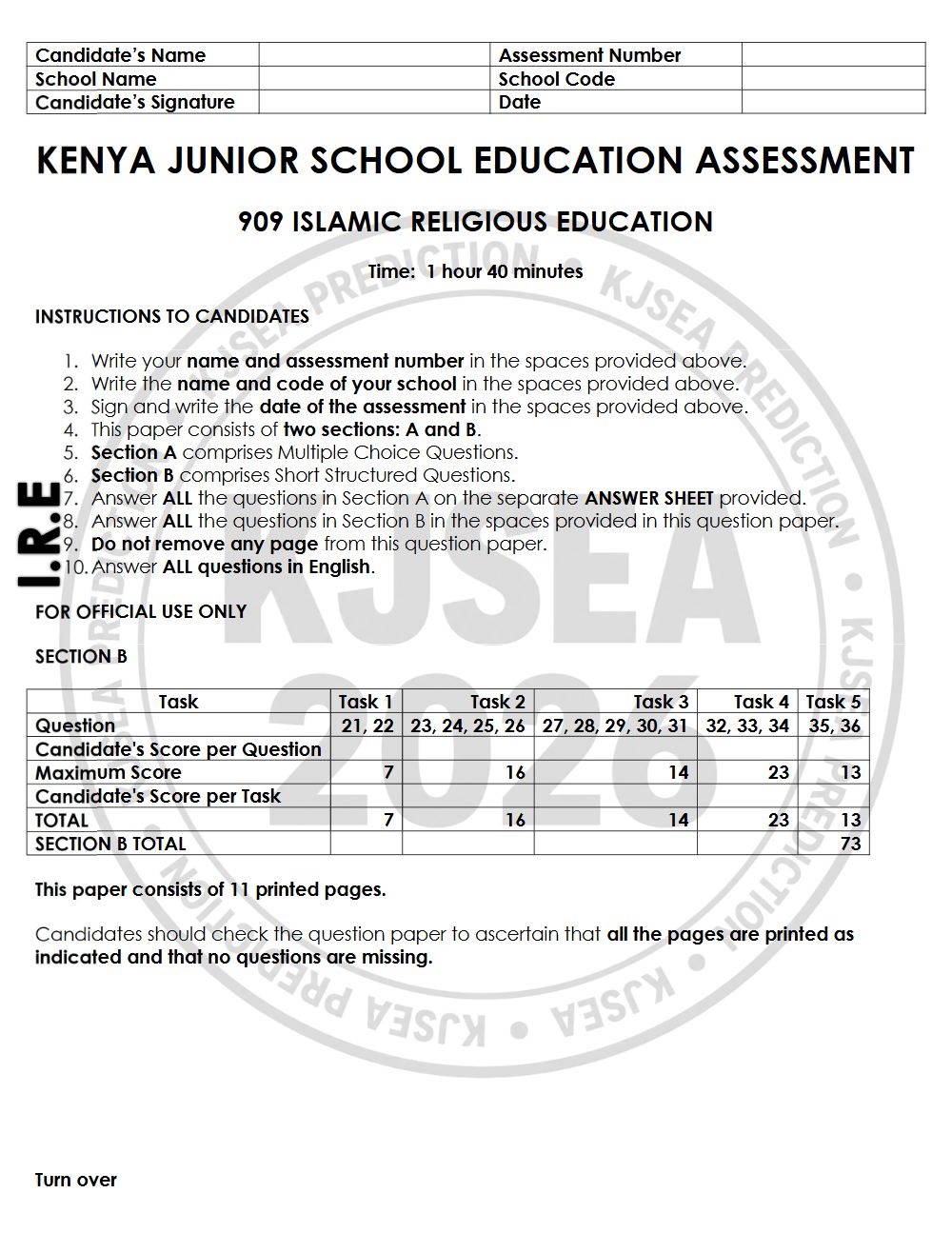 Thumbnail preview of Grade 9 2026 KJSEA Prediction IRE