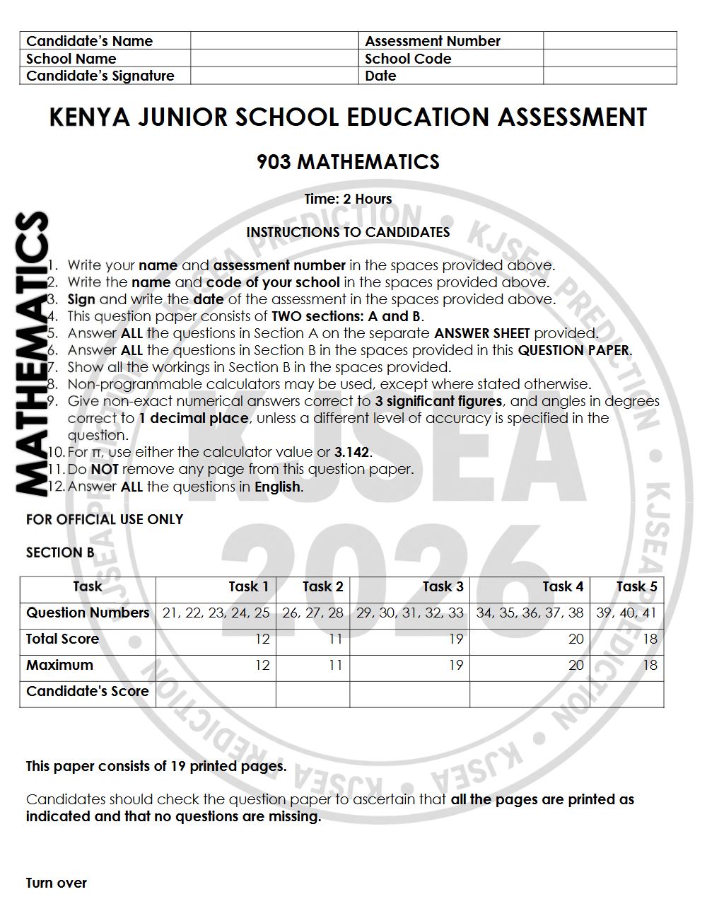 Thumbnail preview of Grade 9 2026 KJSEA Prediction Mathematics
