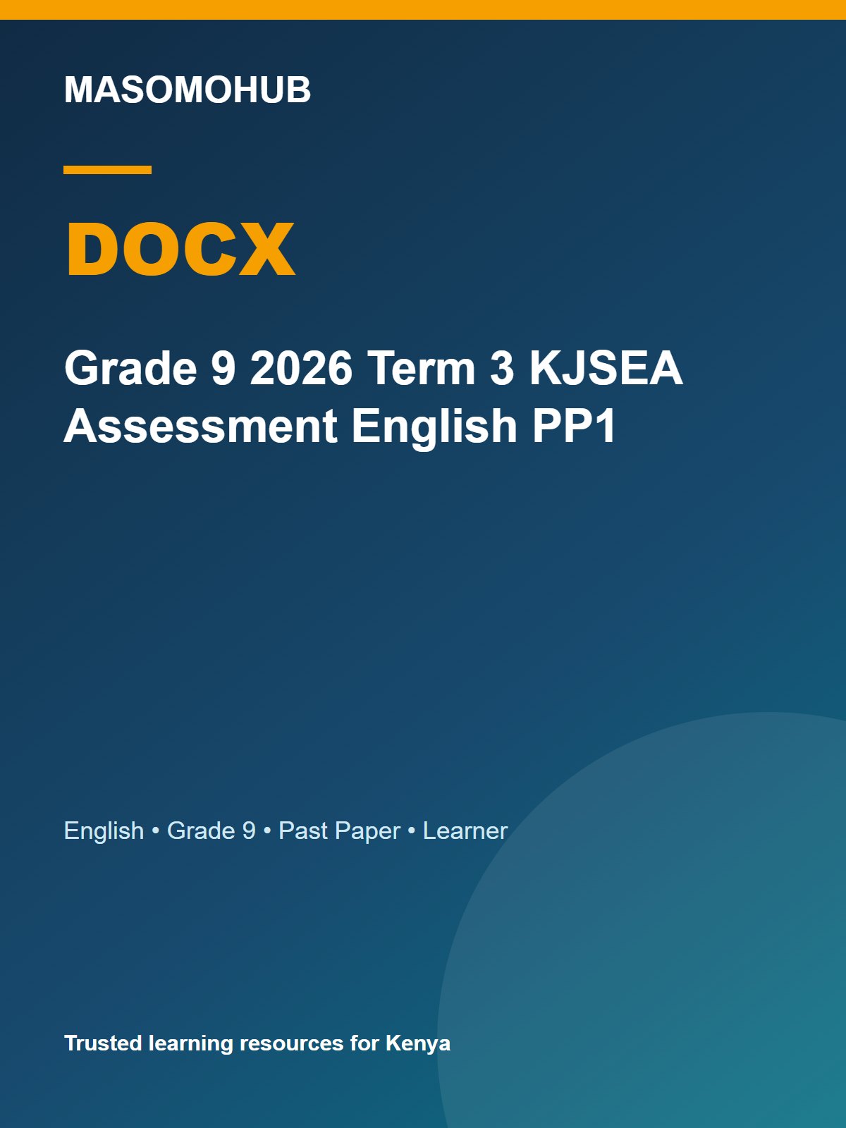 Thumbnail preview of Grade 9 2026 Term 3 KJSEA Assessment English PP1