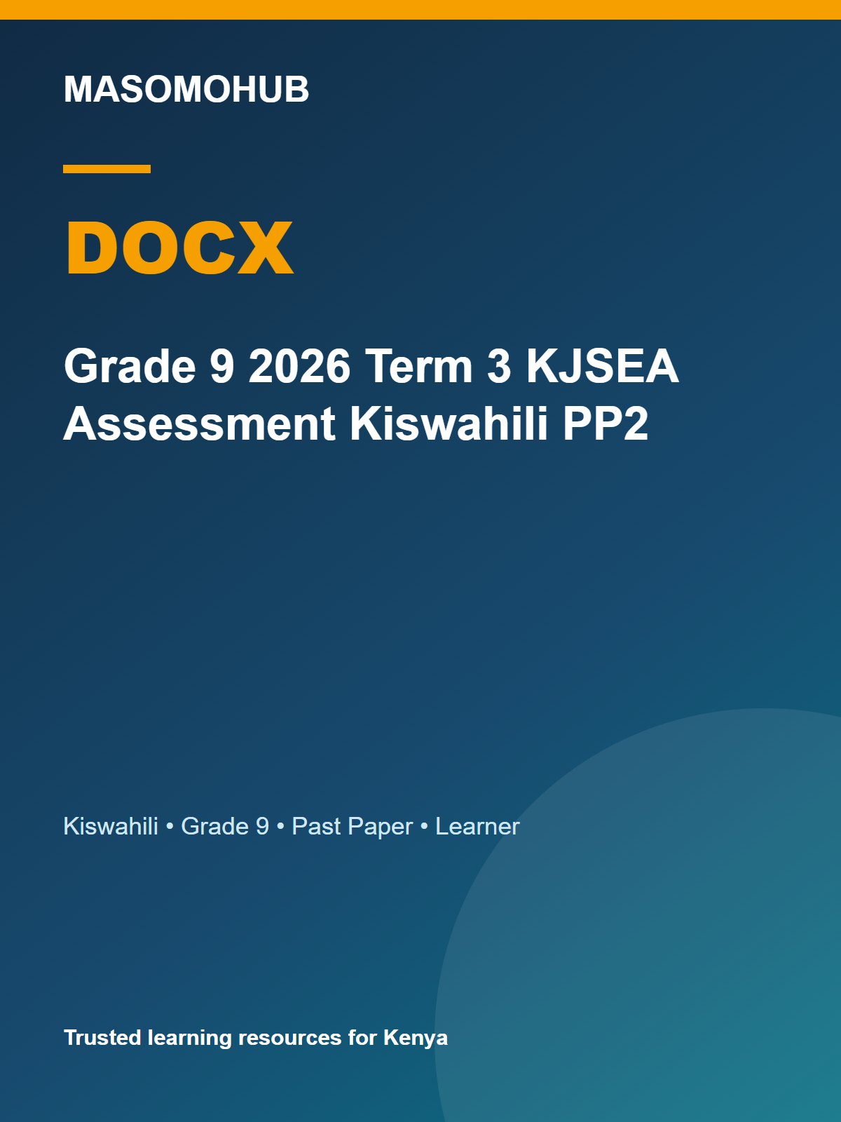 Thumbnail preview of Grade 9 2026 Term 3 KJSEA Assessment Kiswahili PP2