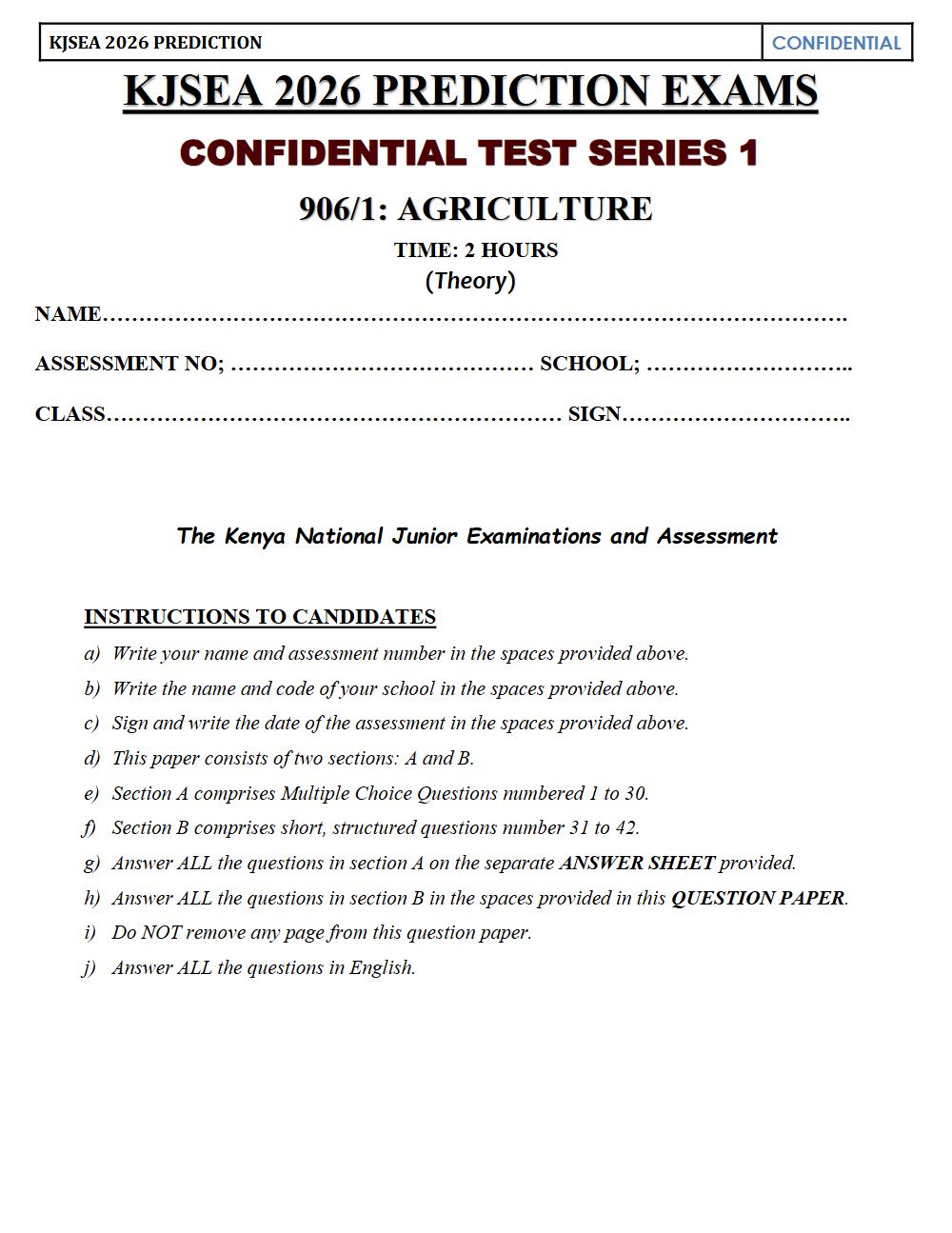 Thumbnail preview of Grade 9 Agriculture Paper 1 KJSEA Prediction 2026_10