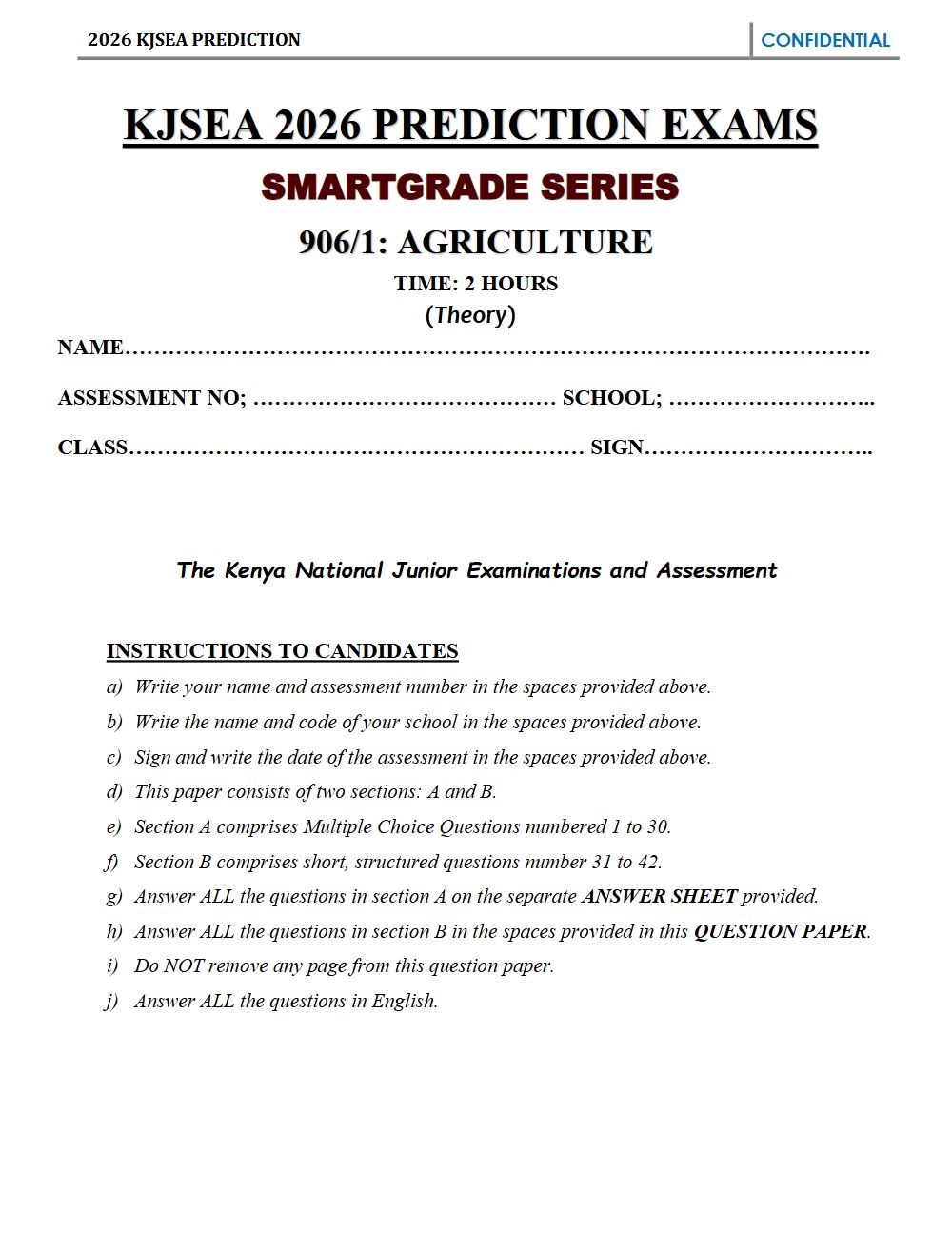 Thumbnail preview of Grade 9 Agriculture Paper 1 KJSEA Prediction 2026_12