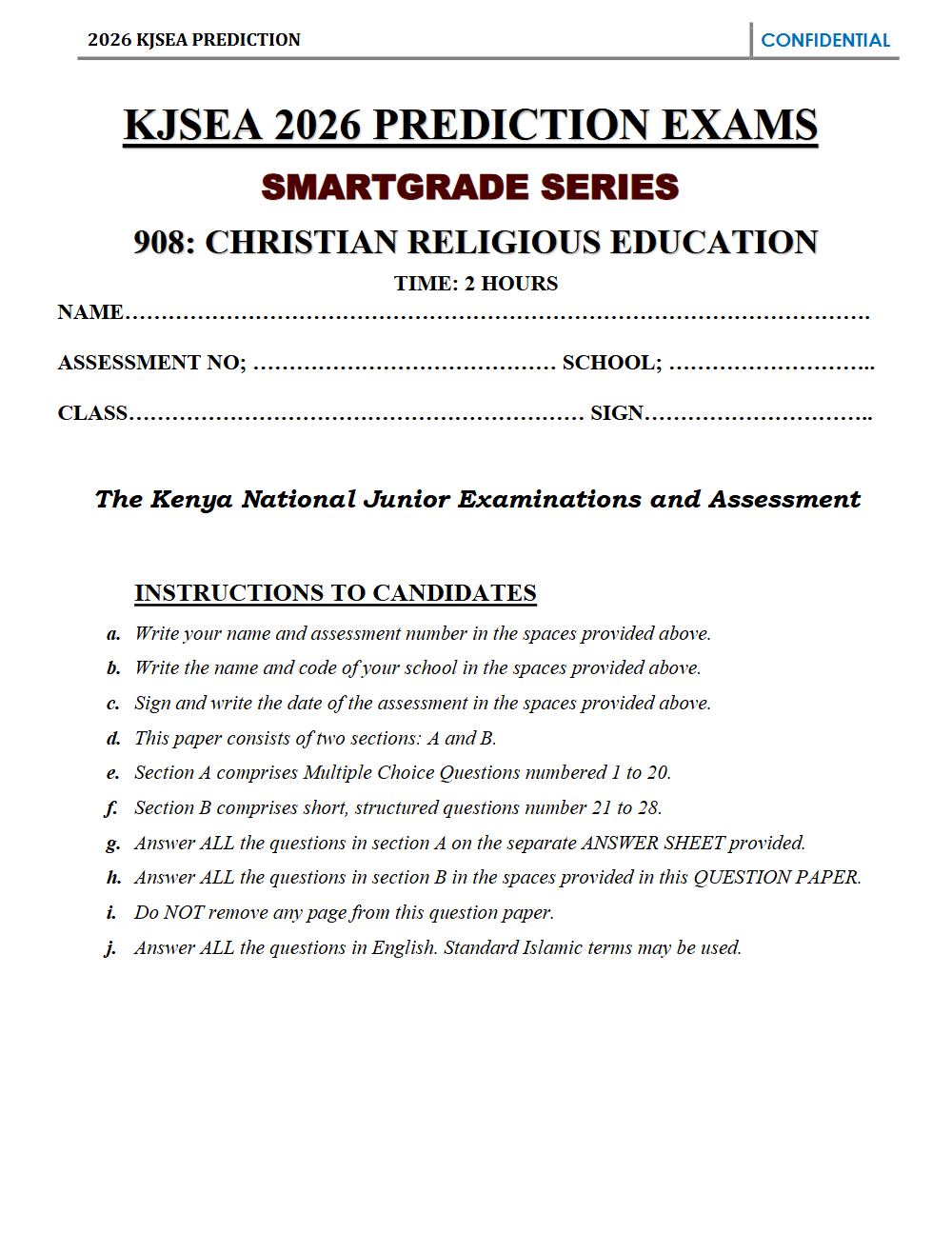 Thumbnail preview of Grade 9 CRE KJSEA Prediction 2026_12