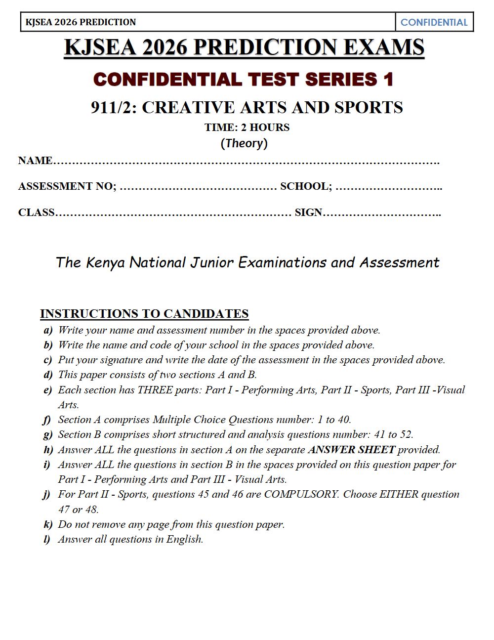 Thumbnail preview of Grade 9 Creative Arts and Sports Paper 2 KJSEA Prediction 2026_10