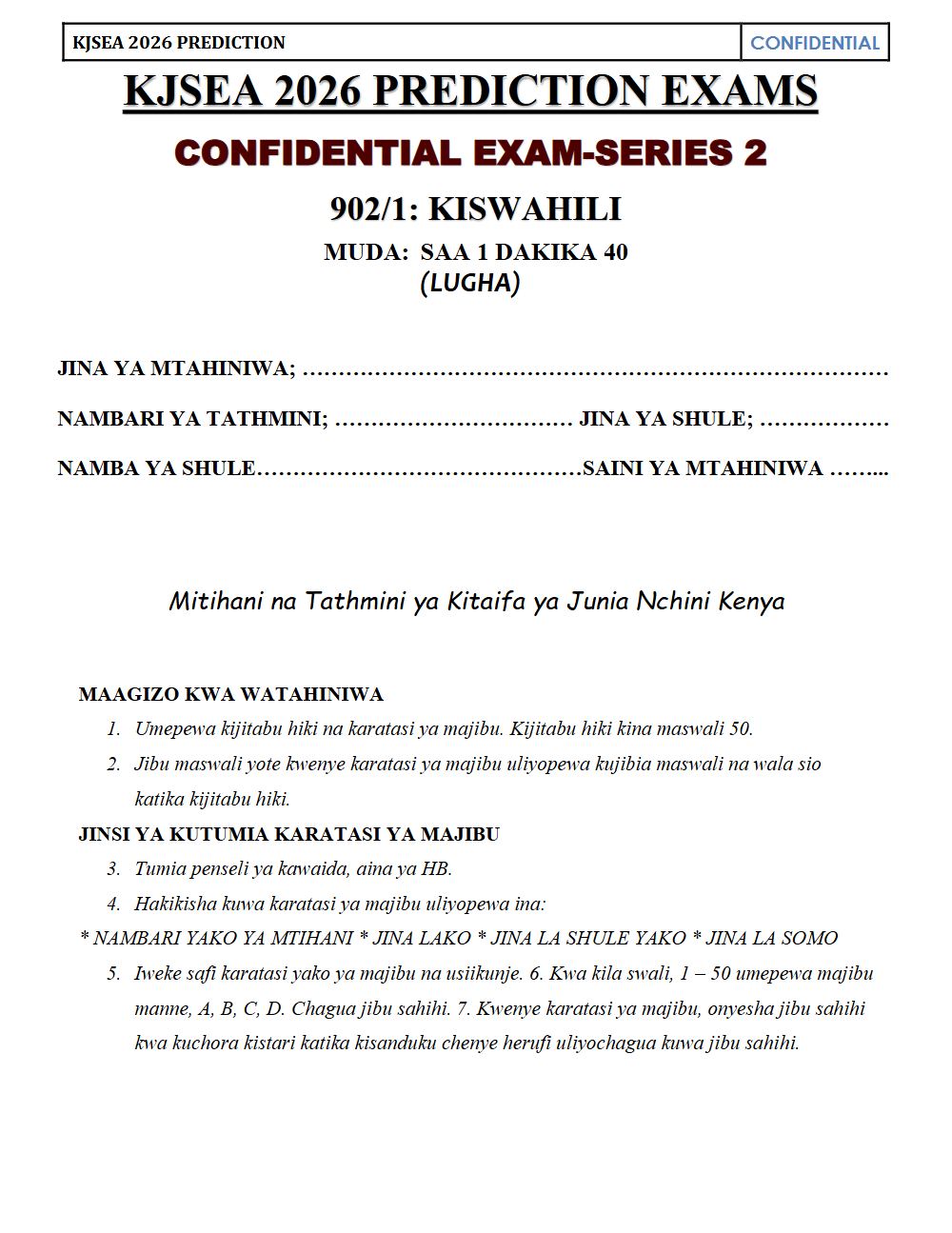 Thumbnail preview of Grade 9 Kiswahili Paper 1 KJSEA Prediction 2026_11
