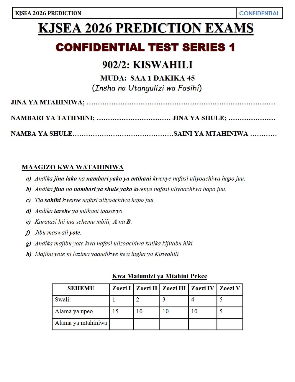 Thumbnail preview of Grade 9 Kiswahili Paper 2 KJSEA Prediction 2026_10