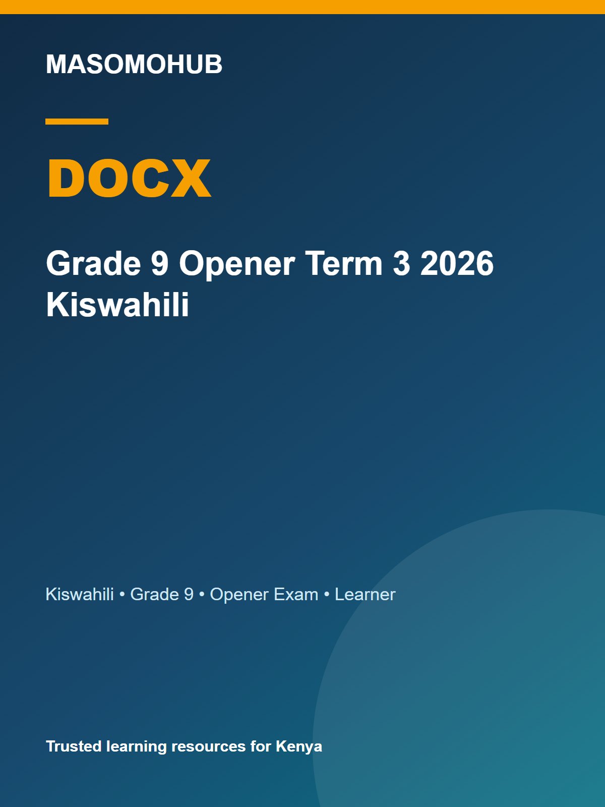 Thumbnail preview of Grade 9 Opener Term 3 2026 Kiswahili