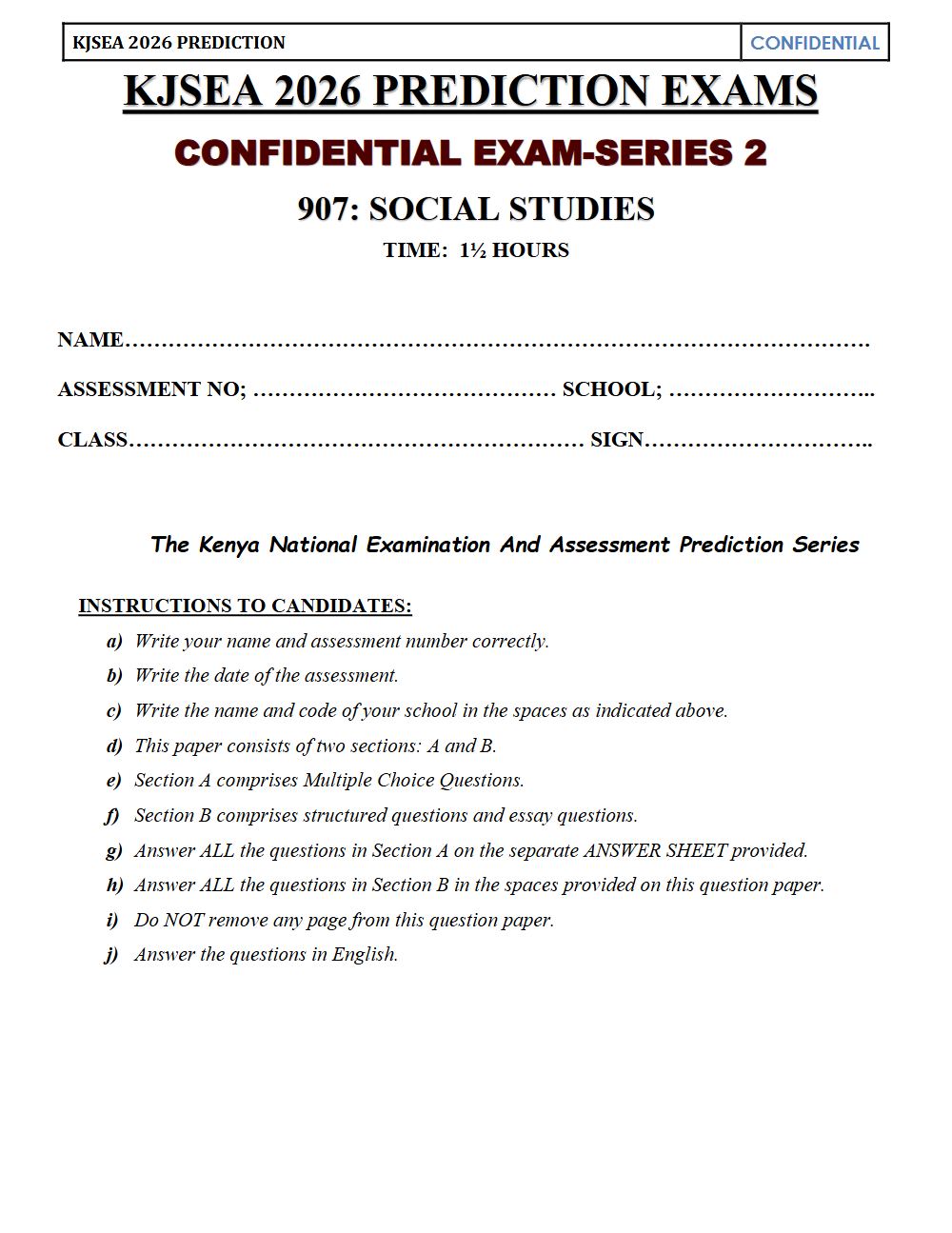 Thumbnail preview of Grade 9 Social Studies KJSEA Prediction 2026_11