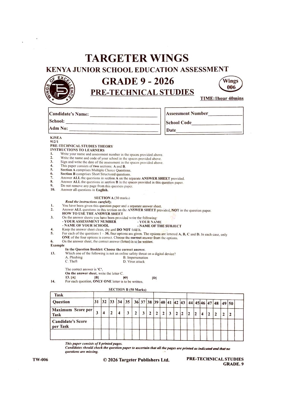 Thumbnail preview of GRADE 9 TERM 2 2026 END TERM COMBINED SET