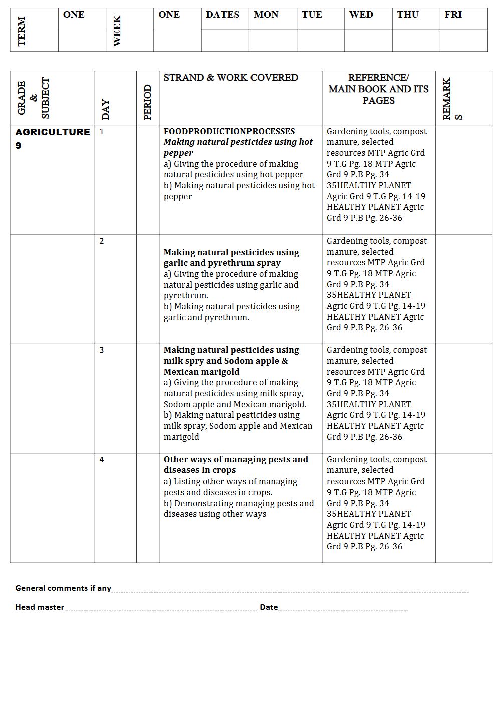 Thumbnail preview of Grade 9 Term 2 Agriculture Records Of Work